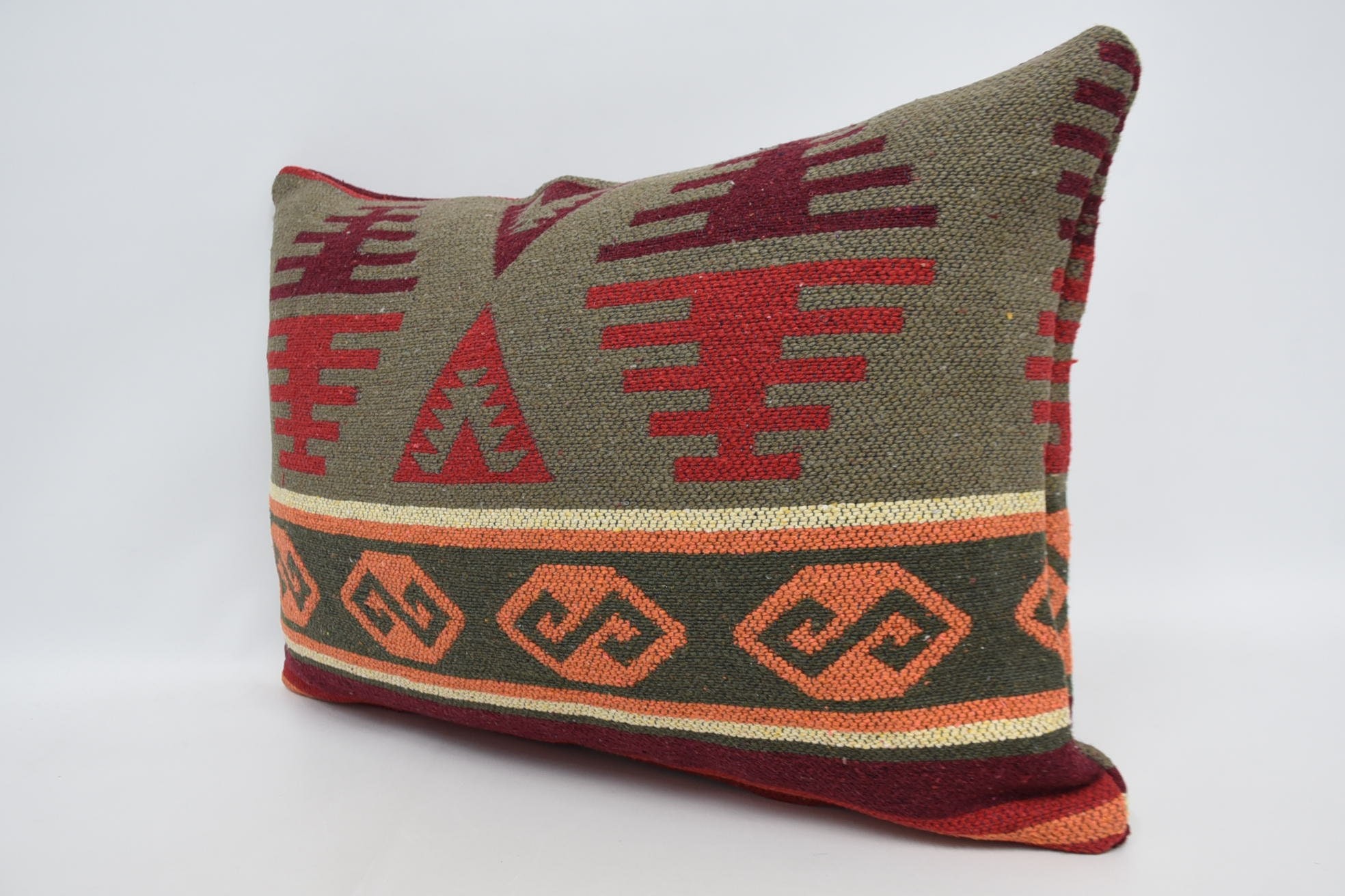 16"x24" Orange Pillow, Interior Designer Pillow, Kilim Pillow, Tribal Pillow Cover, Throw Kilim Pillow, Anatolian Pillow Sham