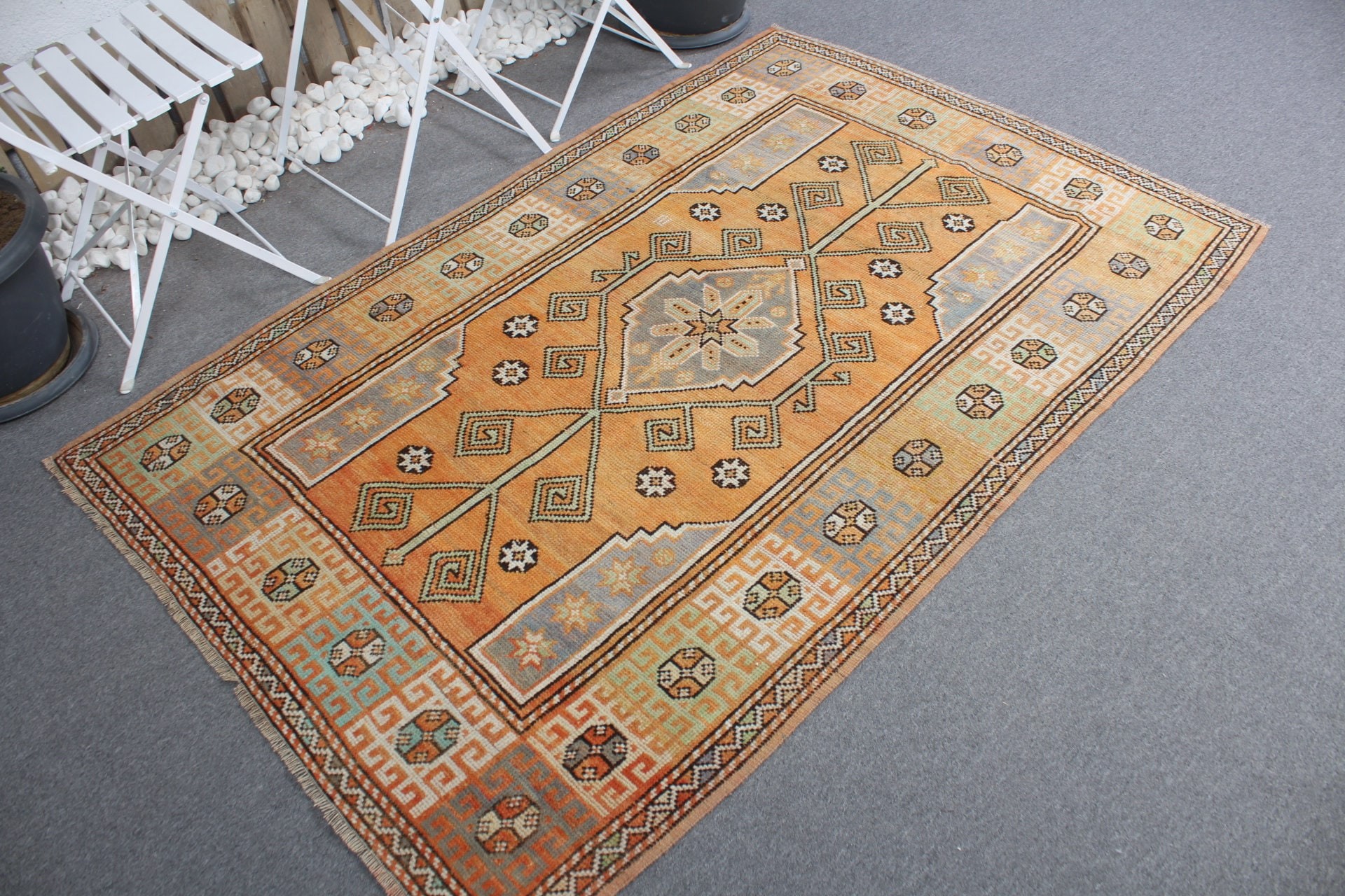 Oriental Rug, Floor Rug, Vintage Rug, 4.1x6.3 ft Area Rug, Turkish Rugs, Orange Kitchen Rug, Rugs for Bedroom, Moroccan Rug, Nursery Rug