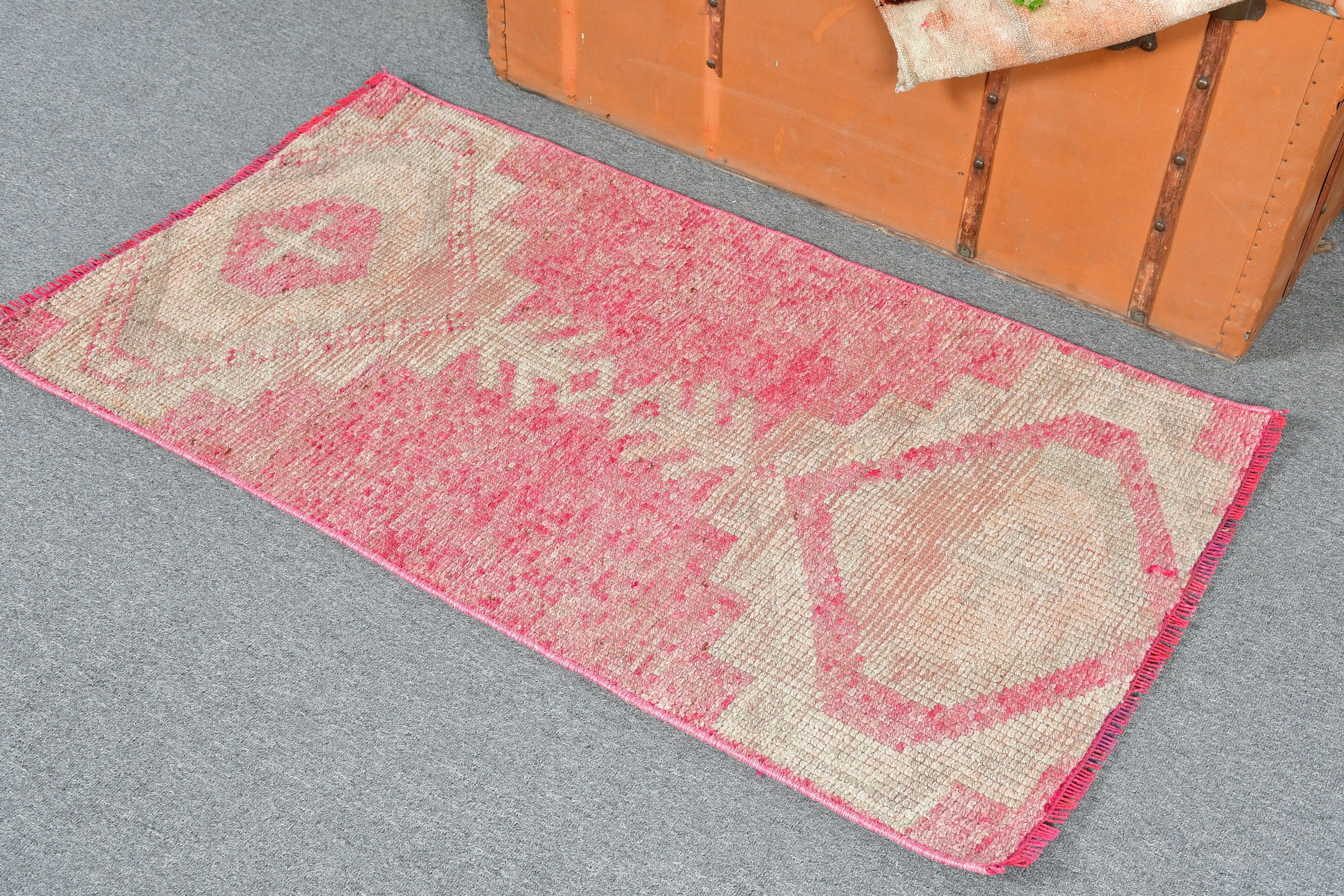 Pink Cool Rug, Oushak Rugs, Door Mat Rug, Decorative Rug, Antique Rug, Turkish Rugs, Wall Hanging Rugs, 2.2x3.8 ft Small Rugs, Vintage Rugs