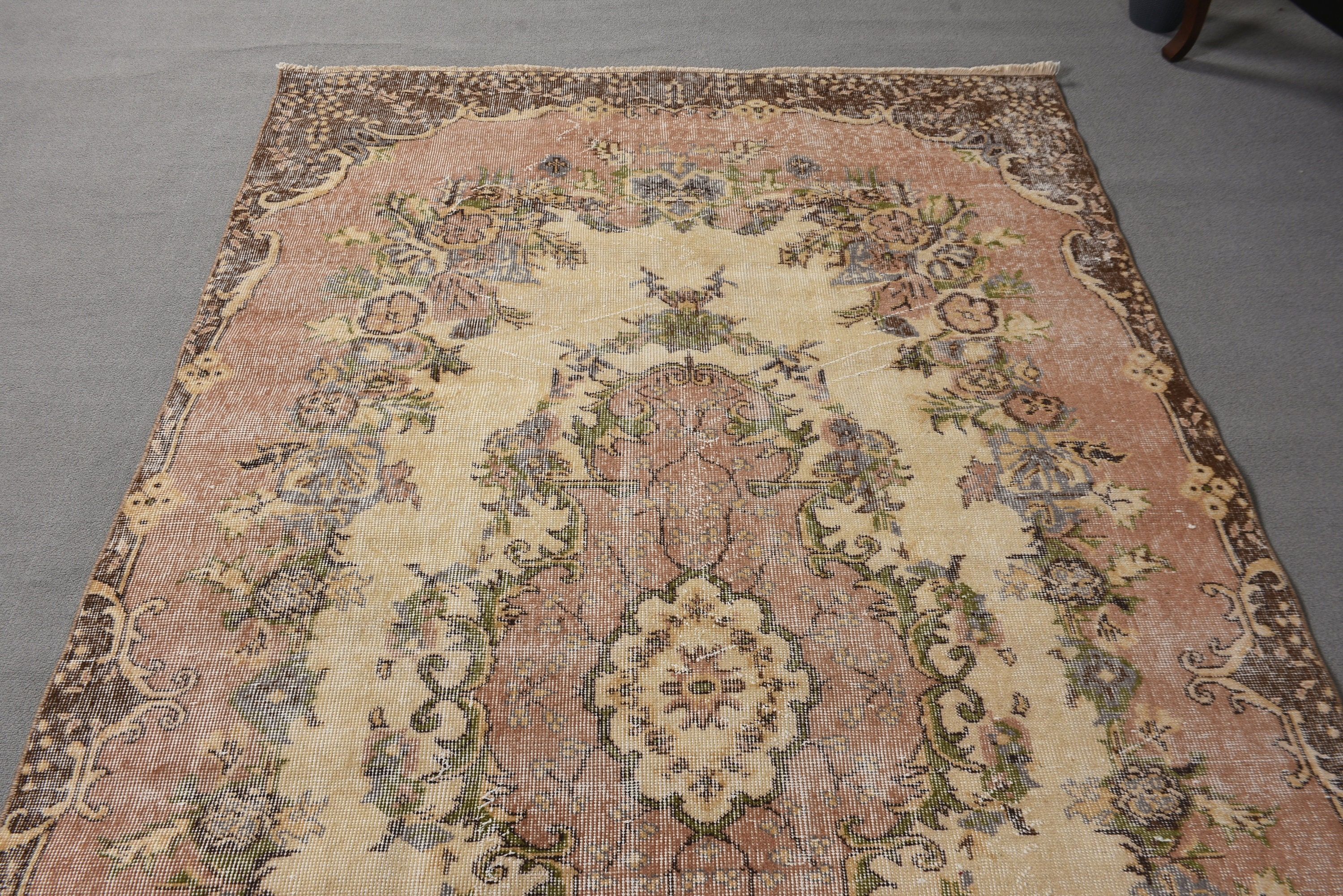 Dining Room Rugs, Vintage Rug, Beige Antique Rugs, Living Room Rugs, Bedroom Rugs, 5.5x9.3 ft Large Rugs, Turkish Rugs, Oushak Rugs