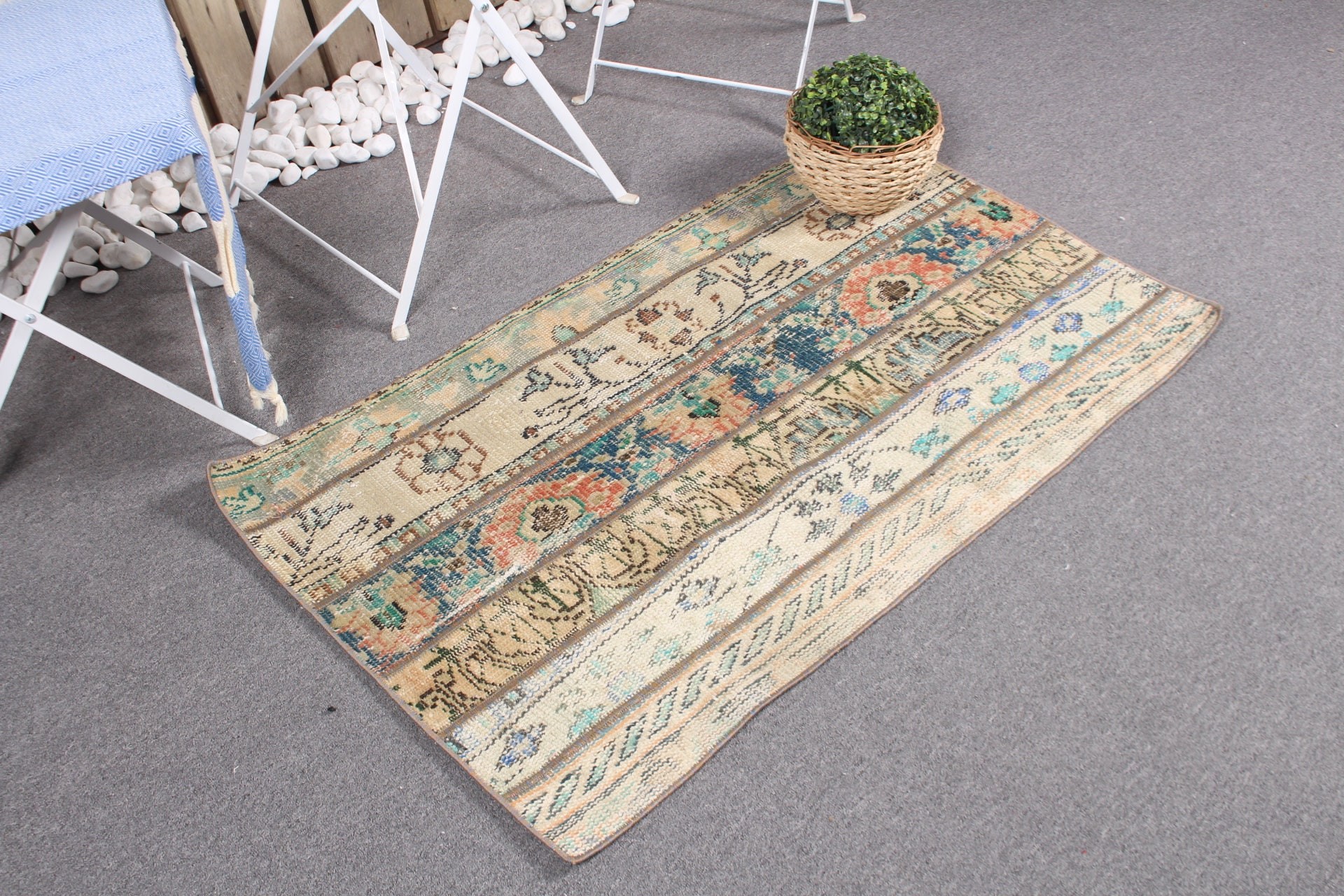 Rugs for Kitchen, Vintage Rug, Beige Kitchen Rug, 2.3x3.9 ft Small Rug, Kitchen Rug, Bathroom Rug, Flatweave Rug, Moroccan Rug, Turkish Rug