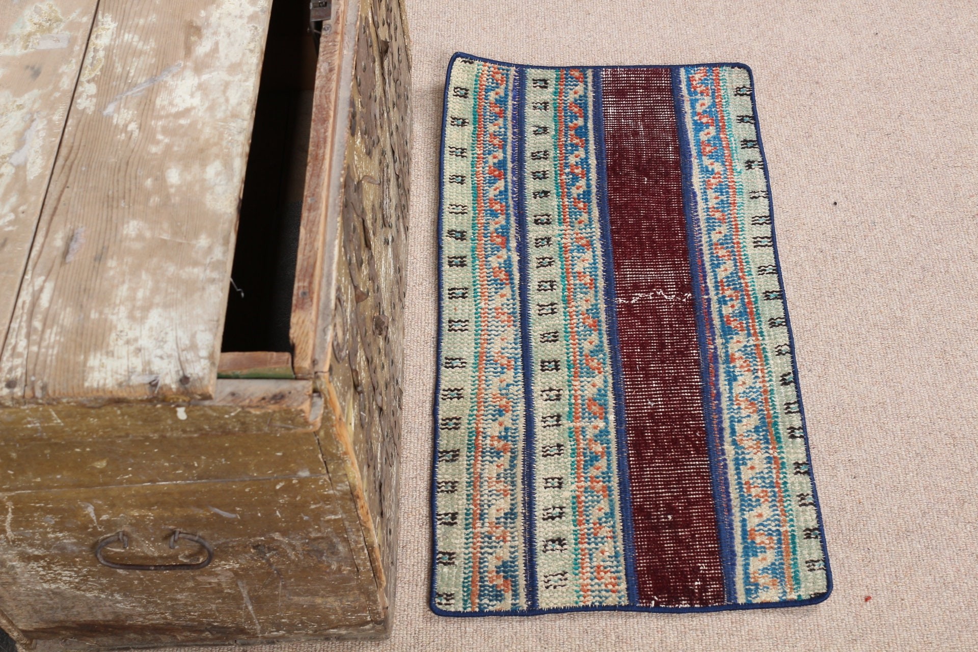 Green Bedroom Rug, Turkish Rug, Oriental Rug, Moroccan Rug, 1.3x2.6 ft Small Rugs, Vintage Rugs, Wall Hanging Rug, Rugs for Bathroom