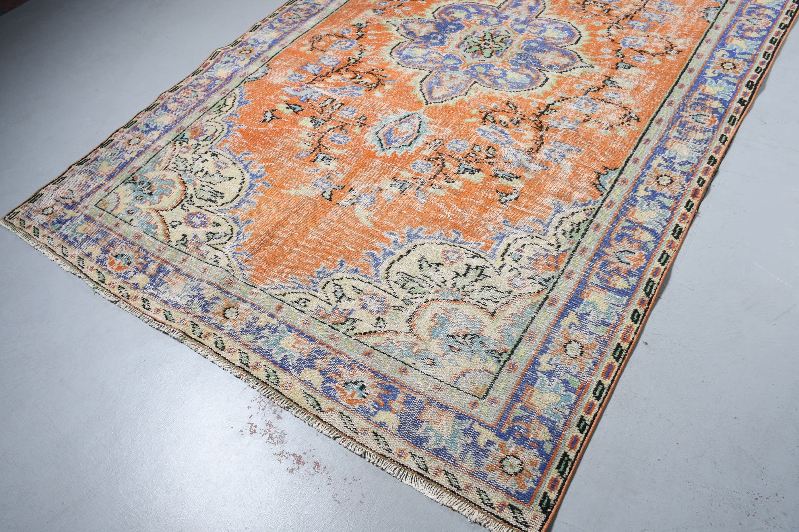 Turkish Rugs, Orange Oushak Rugs, Art Rug, Moroccan Rugs, Antique Rugs, 6.3x10.1 ft Large Rug, Dining Room Rug, Bedroom Rugs, Vintage Rug