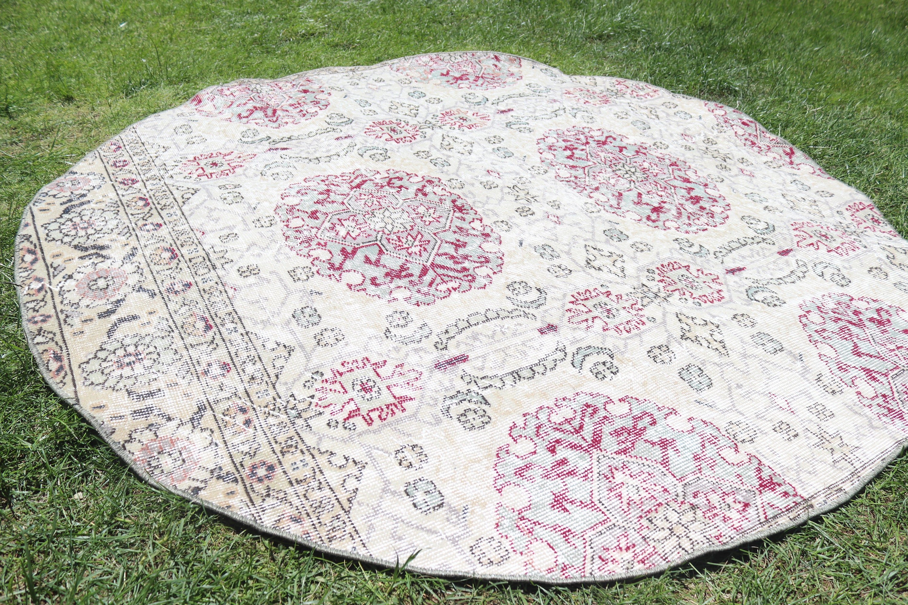 5.3x5.2 ft Alan Halıları, Boho Halıları, Anadolu Halısı, Türk Halıları, Vintage Halı, Yemek Odası Halısı, Bej Modern Halı, İç Mekan Halıları, İç Mekan Halısı