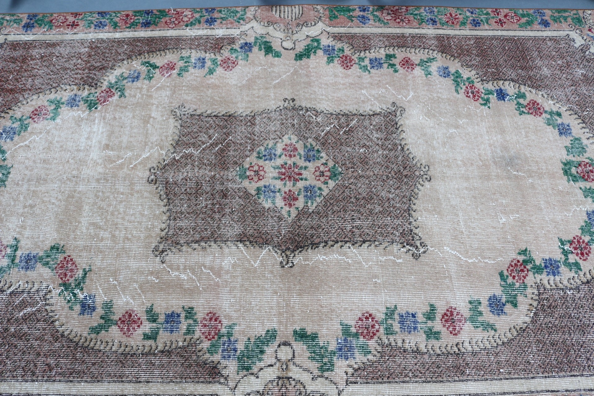 Salon Halısı, Yatak Odası Halısı, Vintage Halılar, Anadolu Halısı, 4.8x8.8 ft Büyük Halı, Türk Halıları, Kahverengi Antika Halı, Yatak Odası Halıları, Oryantal Halı