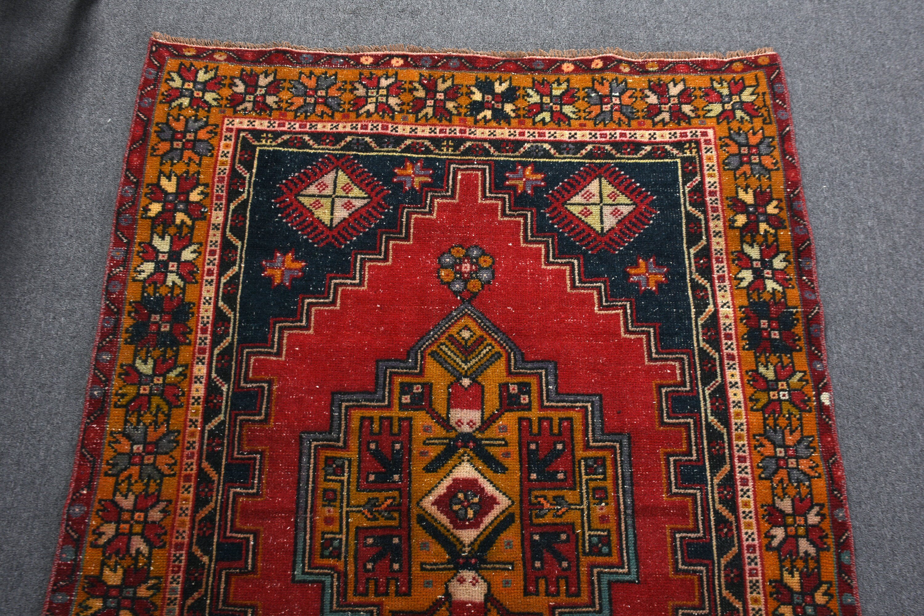 Mutfak Halısı, Türk Halısı, 3,7x7,2 ft Alan Halıları, Mutfak Halıları, Vintage Halı, Yatak Odası Halısı, Kırmızı Oushak Halısı, Anadolu Halısı