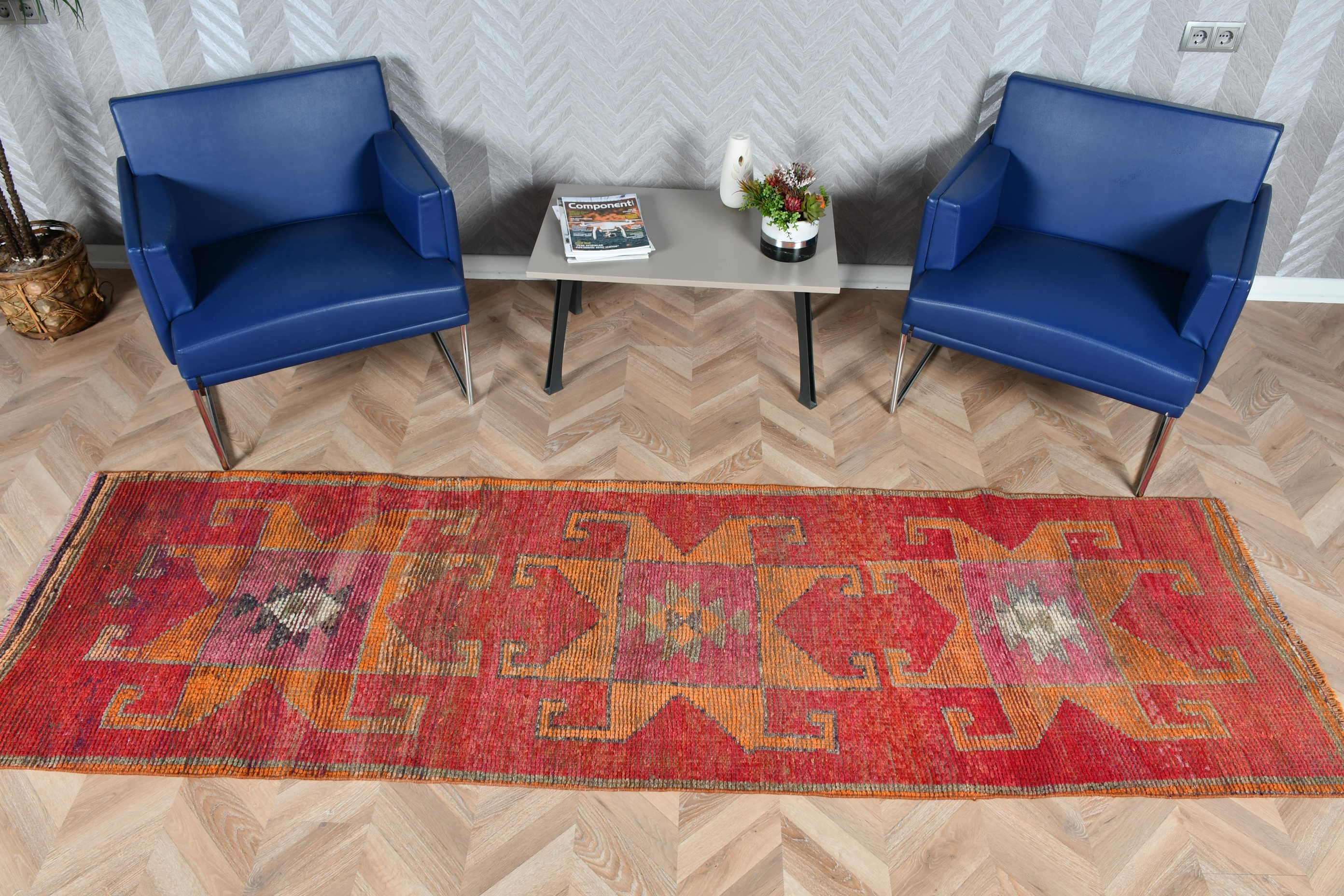 Floor Rugs, Turkish Rug, 2.9x9.4 ft Runner Rug, Corridor Rugs, Vintage Rugs, Pink Home Decor Rug, Bedroom Rug, Hallway Rug, Nomadic Rugs