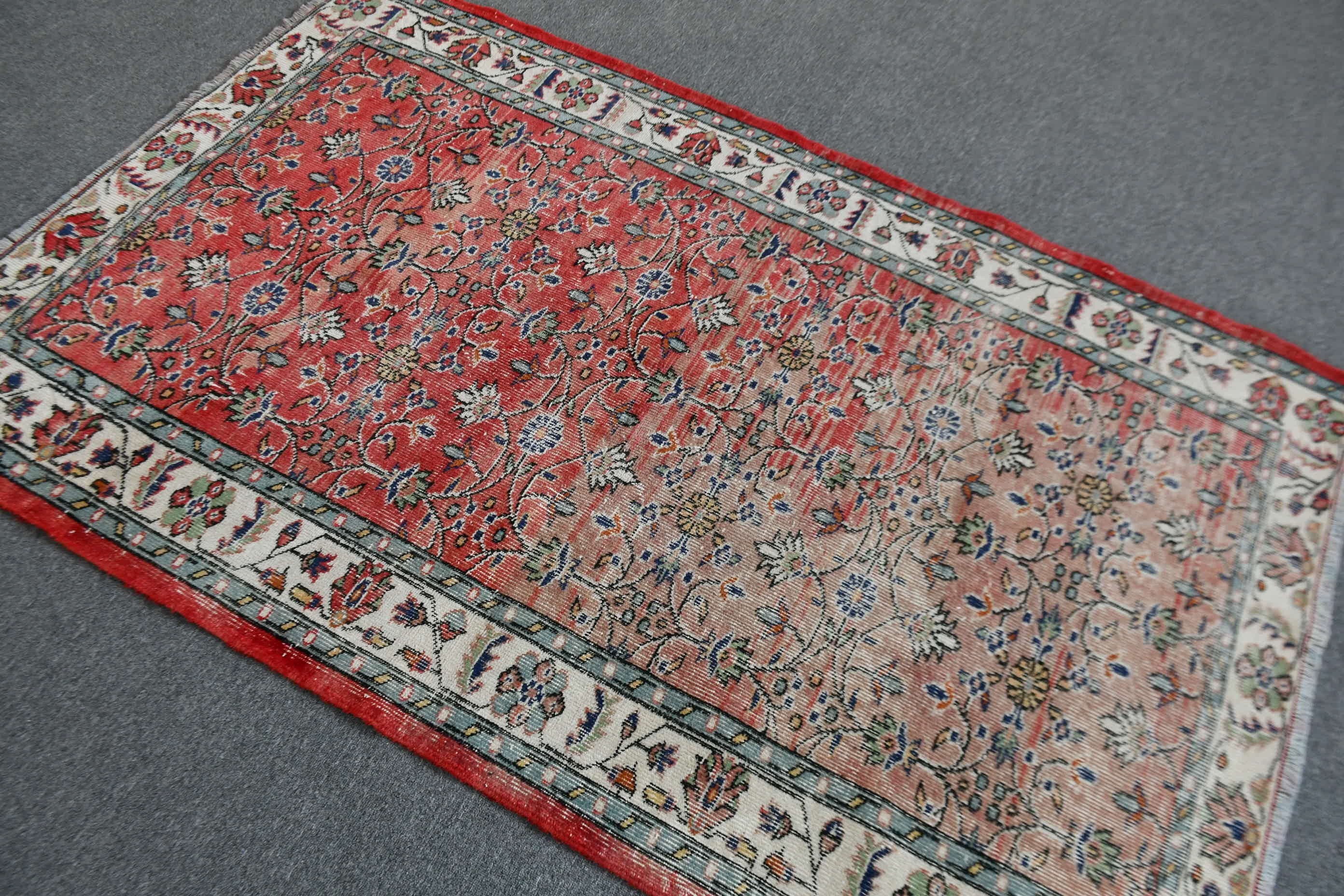 Bedroom Rugs, Red Antique Rugs, Rugs for Kitchen, Vintage Rugs, Kitchen Rug, 4.2x6.7 ft Area Rug, Turkish Rug, Nursery Rugs