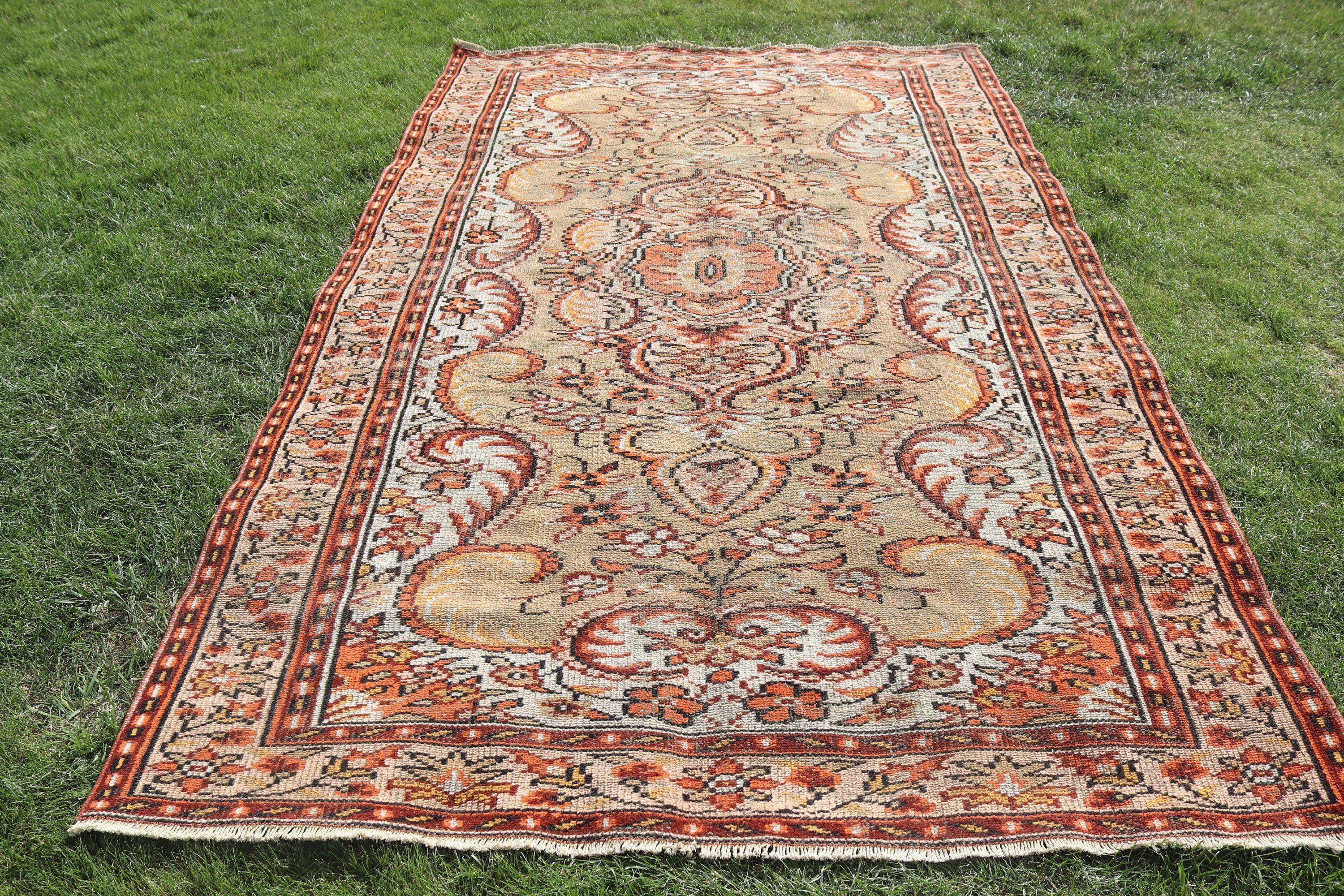 Bedroom Rug, Vintage Rugs, Modern Rug, Large Oushak Rugs, Turkish Rugs, 5.6x9.1 ft Large Rugs, Rugs for Salon, Beige Boho Rug, Oushak Rug