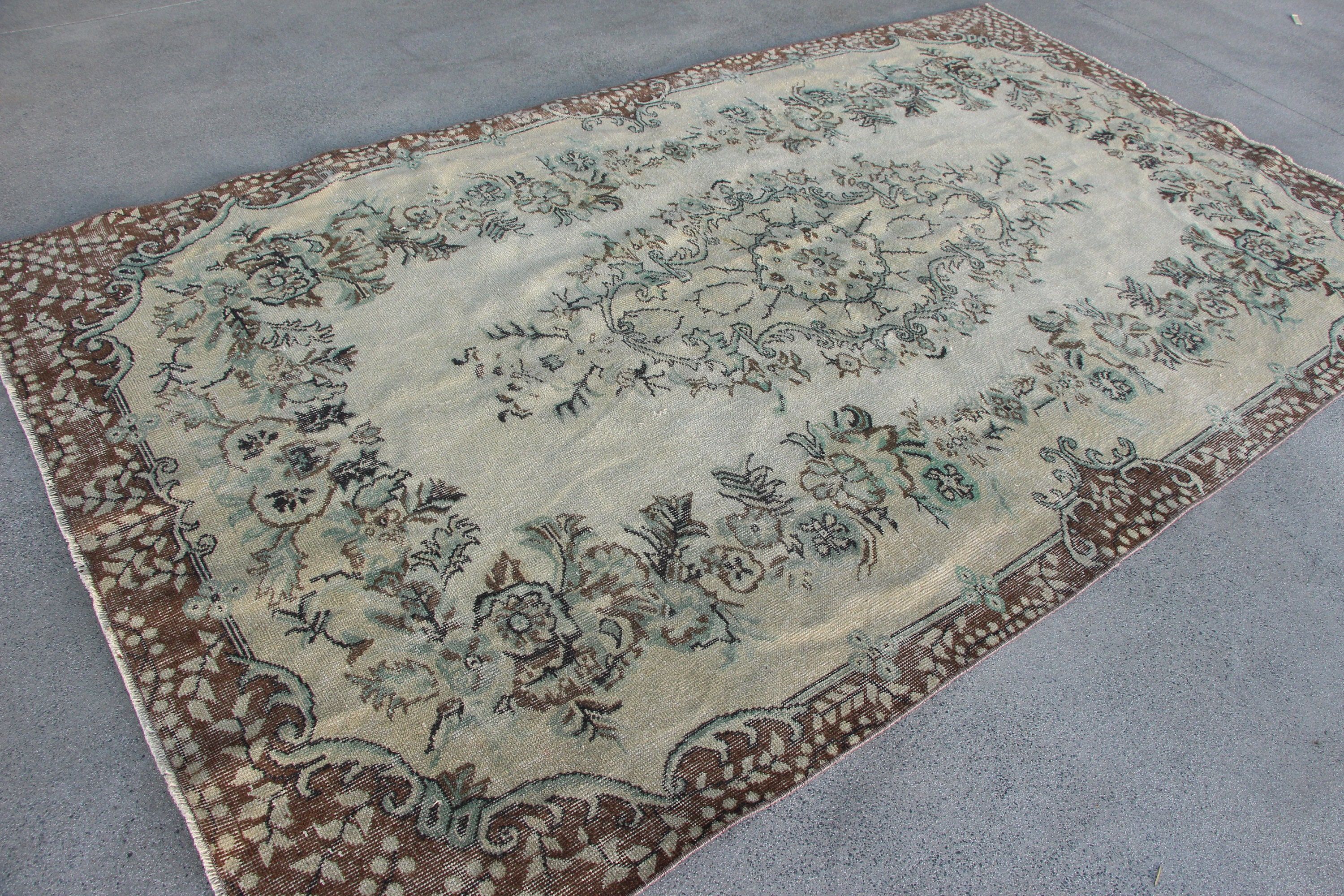 5.9x9.9 ft Büyük Halı, Ev Dekor Halıları, Oturma Odası Halısı, Vintage Halı, Yeşil Yün Halı, Salon Halısı, Türk Halısı, Oushak Halısı, Salon Halıları