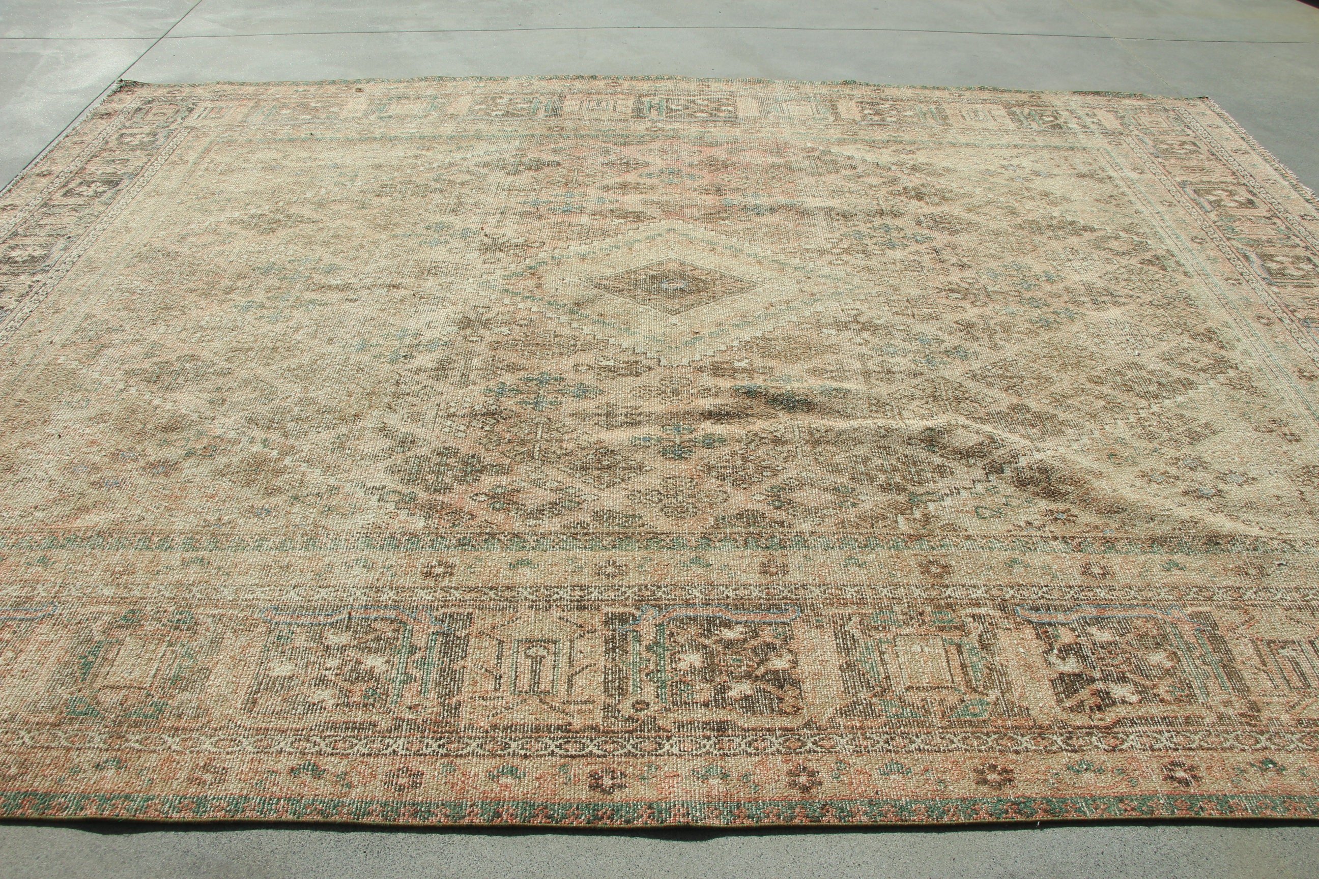 Vintage Rug, Modern Rug, Saloon Rug, 9.4x12.6 ft Oversize Rugs, Turkish Rugs, Oversize Vintage Rugs, Beige Bedroom Rugs, Cool Rug