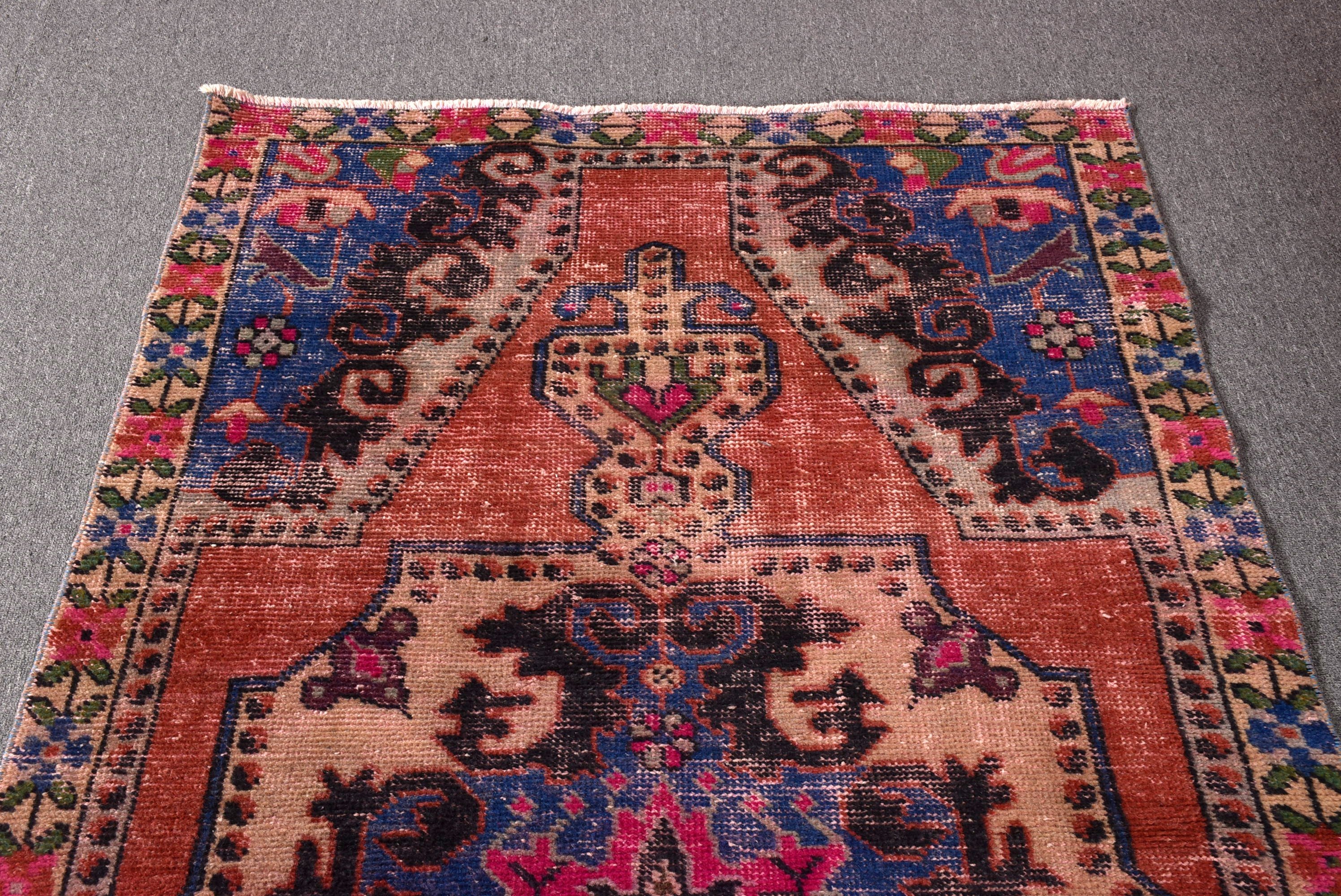 Vintage Halılar, 3,9x7,3 ft Alan Halıları, Mutfak Halıları, Kırmızı Ev Dekorasyonu Halıları, Oushak Alan Halısı, Geometrik Halılar, İç Mekan Halısı, Yer Halısı, Türk Halıları