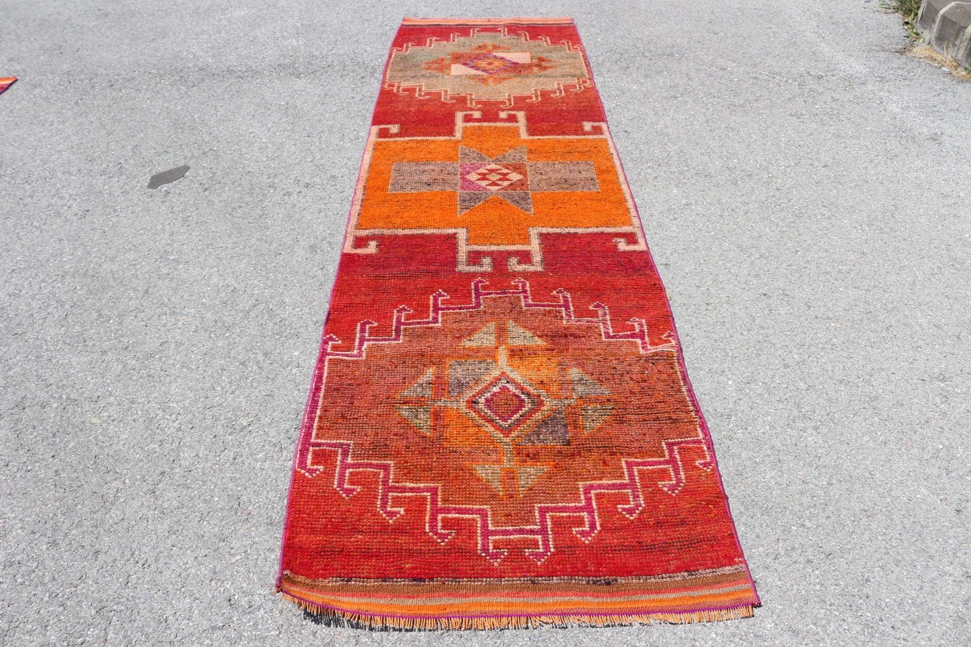 Red Moroccan Rug, 3x11.1 ft Runner Rug, Vintage Rug, Rugs for Runner, Corridor Rug, Turkish Rug, Wool Rugs, Office Rugs