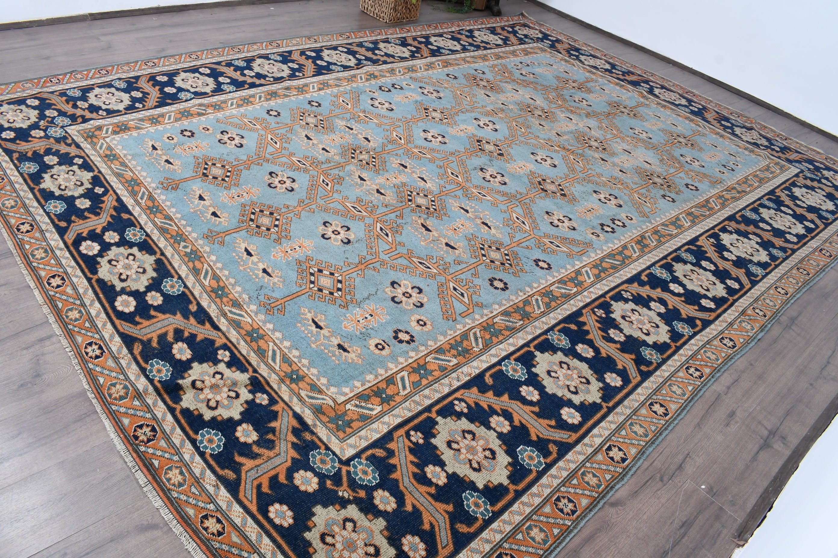 Dining Room Rug, Cool Rug, Living Room Rugs, Blue Antique Rug, Vintage Rugs, Moroccan Rug, Turkish Rug, 9.8x13.4 ft Oversize Rugs, Pale Rug