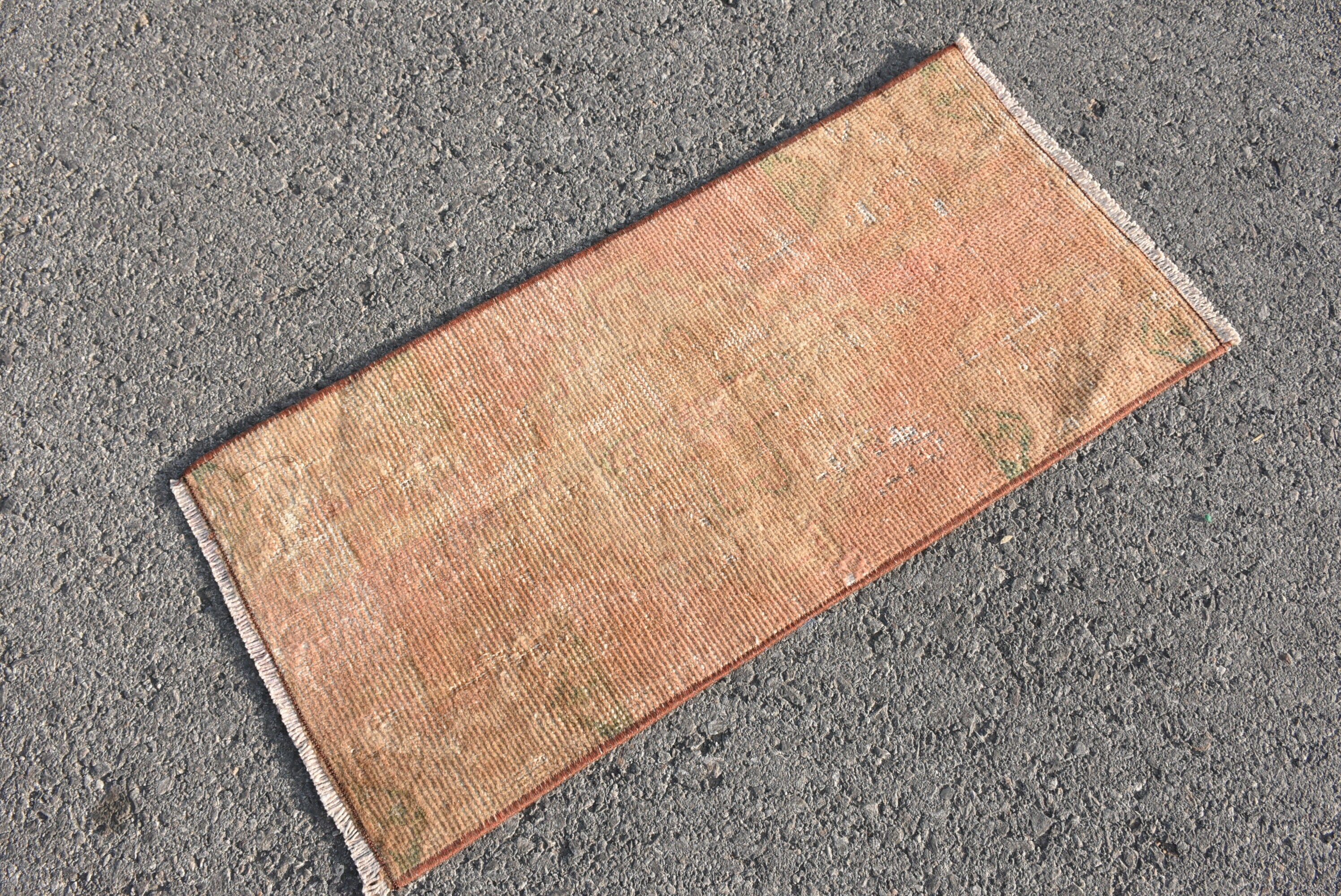 Kitchen Rug, Turkish Rug, Orange Oushak Rugs, Bath Rugs, Anatolian Rugs, Rugs for Bath, Vintage Rugs, 1.3x2.9 ft Small Rug, Floor Rug