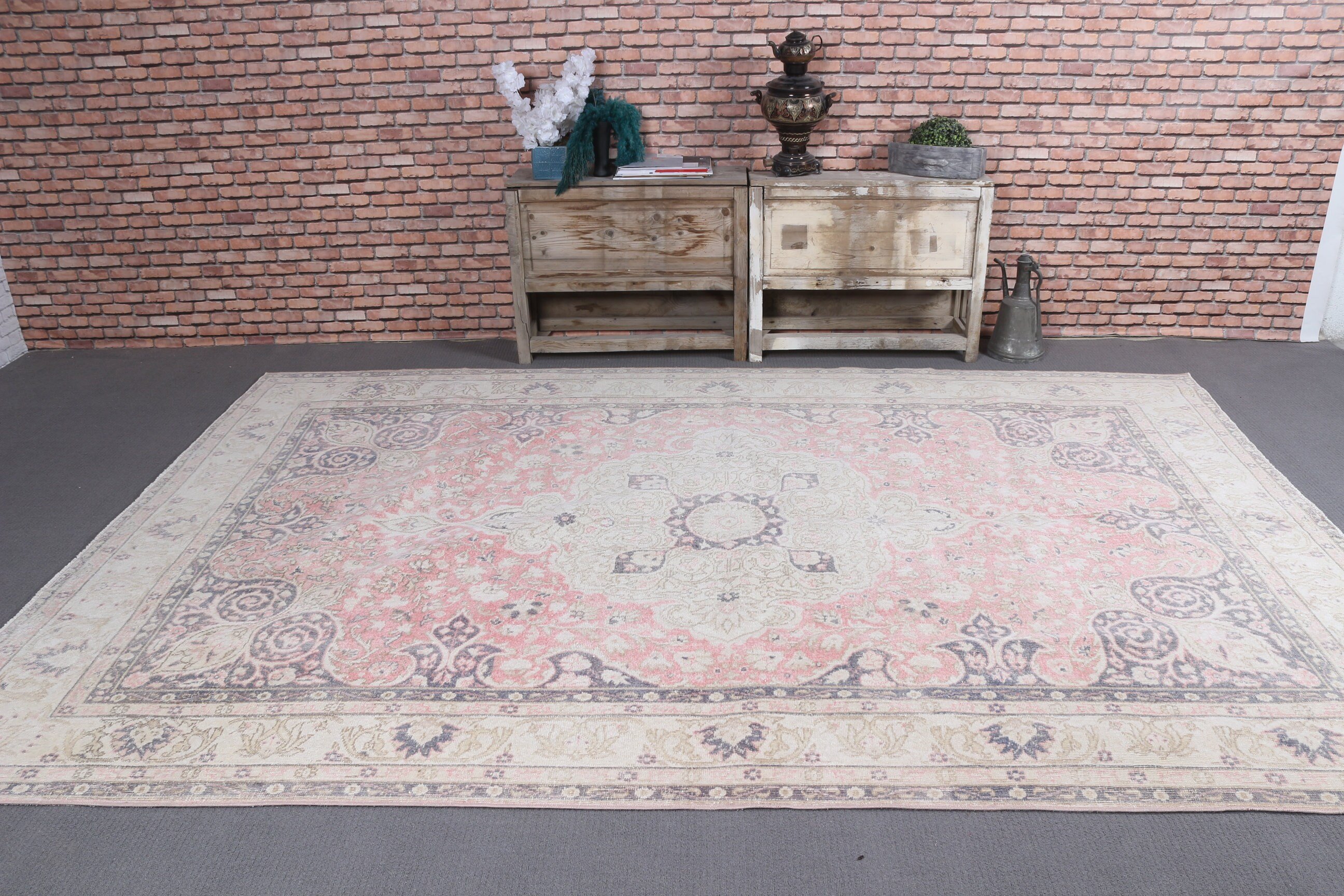 Moroccan Rug, Vintage Rugs, Living Room Rugs, Beige Moroccan Rug, Turkish Rug, 6.9x10.5 ft Oversize Rug, Salon Rugs, Anatolian Rugs