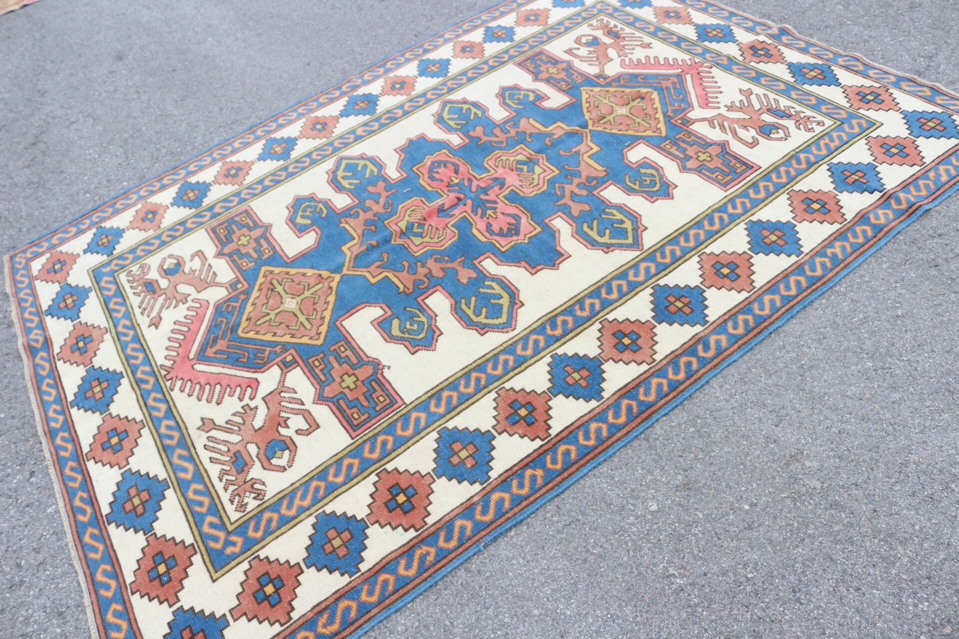 Vintage Rug, Home Decor Rugs, Salon Rugs, Aztec Rug, Turkish Rugs, Beige Home Decor Rug, Oriental Rug, 5.9x8 ft Large Rug, Dining Room Rugs