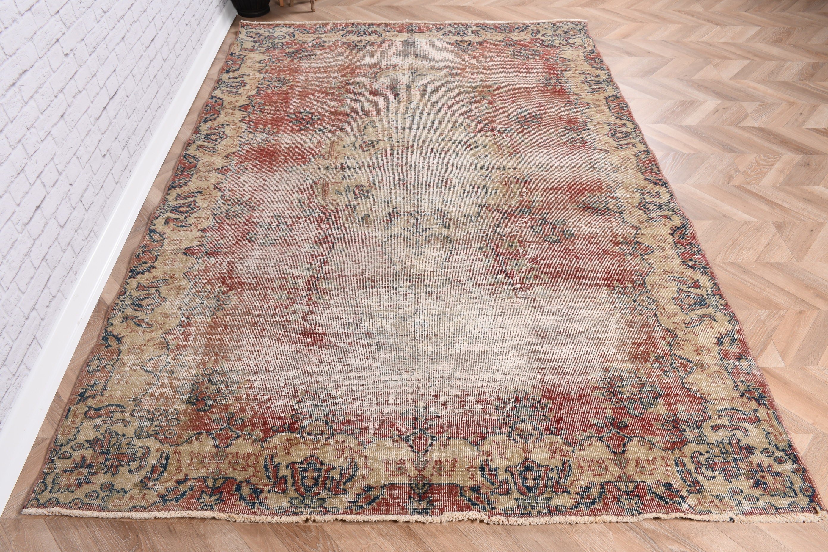 Türk Halısı, Oryantal Halı, Nötr Halılar, Kırmızı 5.4x8 ft Büyük Halılar, Yemek Odası Halıları, Vintage Halılar, Oturma Odası Halıları, Boho Halıları