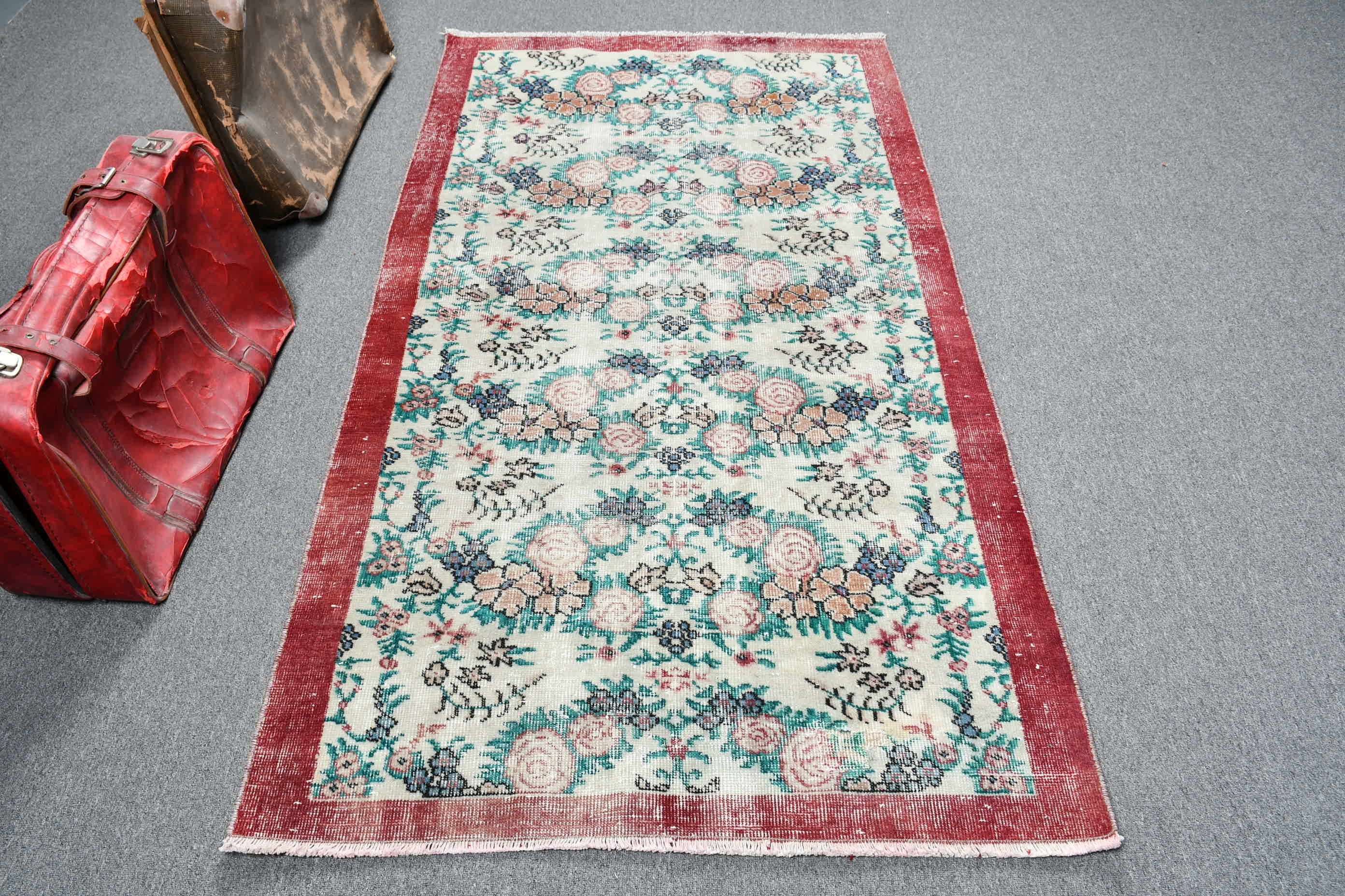 Oushak Halı, Bej Ev Dekor Halıları, 3,7x6,6 ft Alan Halısı, Yurt Halıları, Türk Halısı, Vintage Halı, Yer Halısı, Yatak Odası Halıları, İç Mekan Halıları