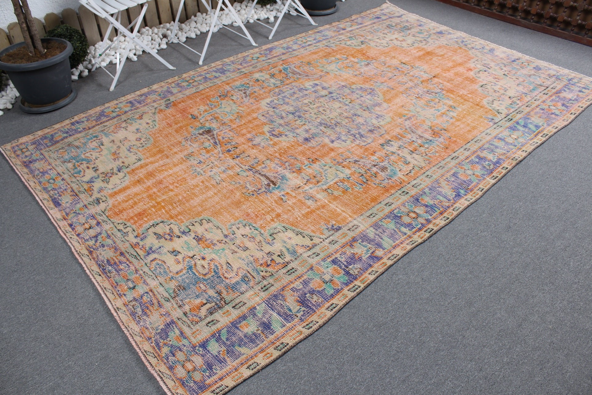 Oriental Rugs, Orange Antique Rug, Turkish Rug, Bedroom Rugs, Living Room Rug, Anatolian Rug, Vintage Rugs, Pastel Rugs, 6x9.8 ft Large Rug