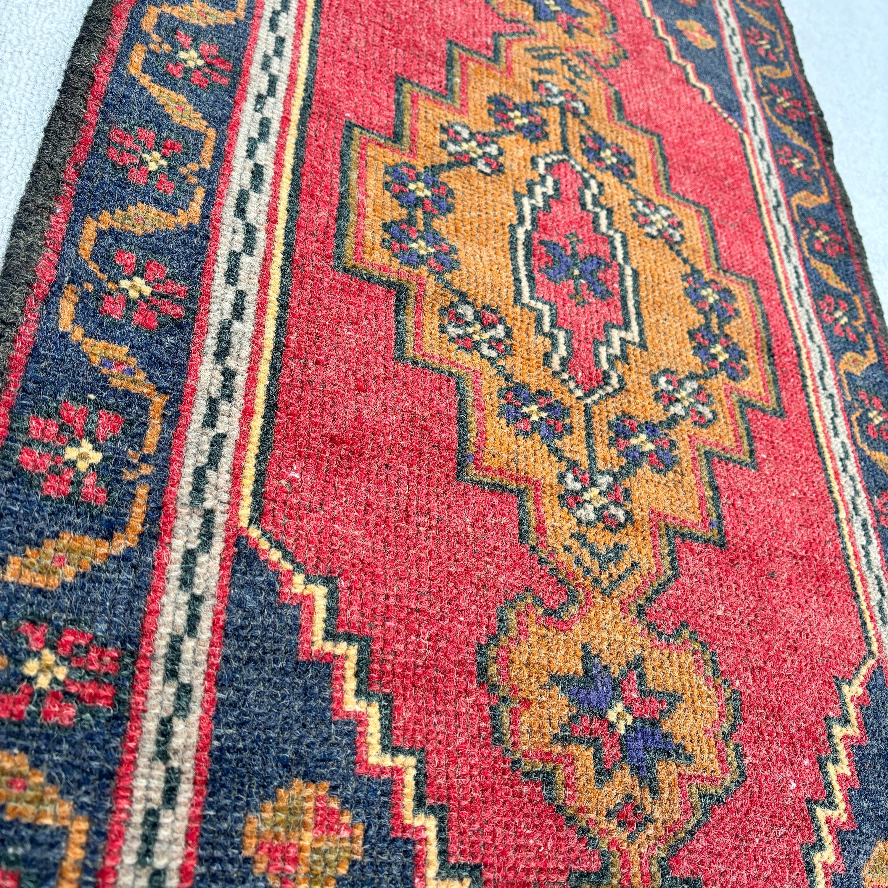 Vintage Rug, 1.8x3.4 ft Small Rugs, Oriental Rugs, Turkish Rug, Kitchen Rugs, Door Mat Rugs, Red Moroccan Rug, Statement Rug, Outdoor Rugs