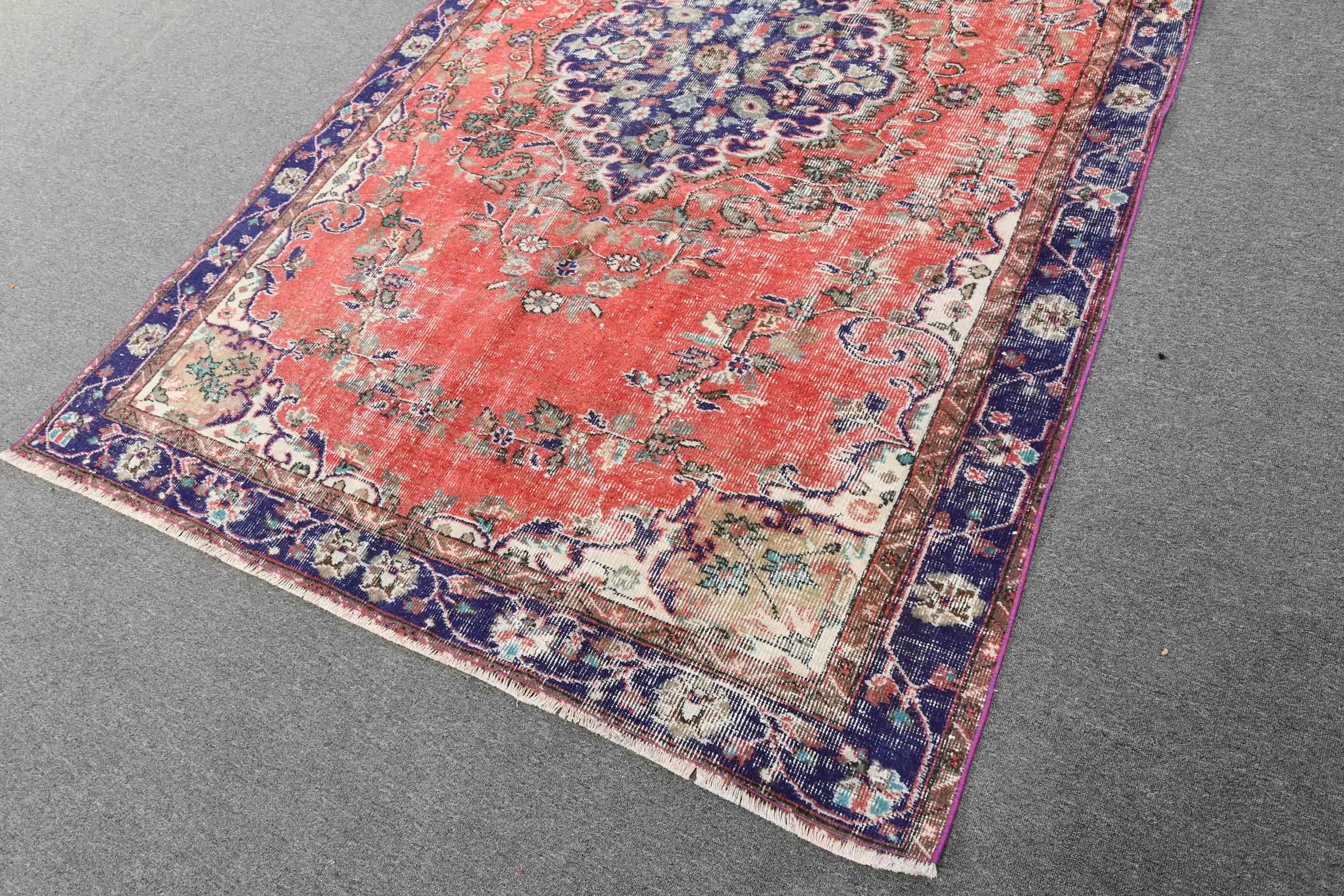 Bedroom Rug, Living Room Rugs, Red Cool Rugs, Rugs for Living Room, Turkish Rugs, Wool Rug, 5.8x9.5 ft Large Rug, Vintage Rug, Oushak Rugs