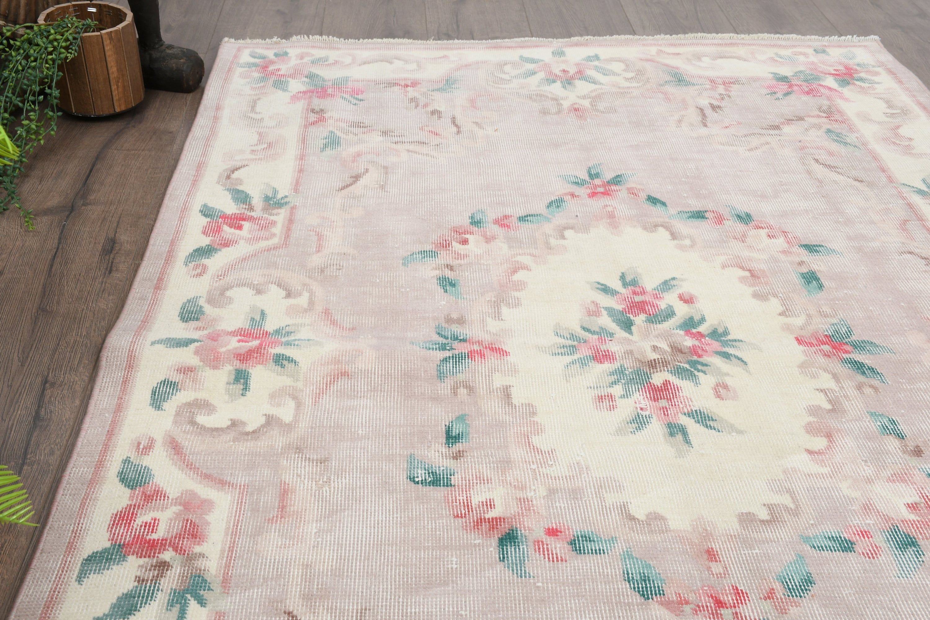 Ev Dekorasyonu Halıları, Mutfak Halısı, Pastel Halı, Pembe Fas Halısı, Yatak Odası Halıları, Türk Halıları, Çocuk Halısı, Vintage Halılar, 3,9x5,7 ft Accent Halı