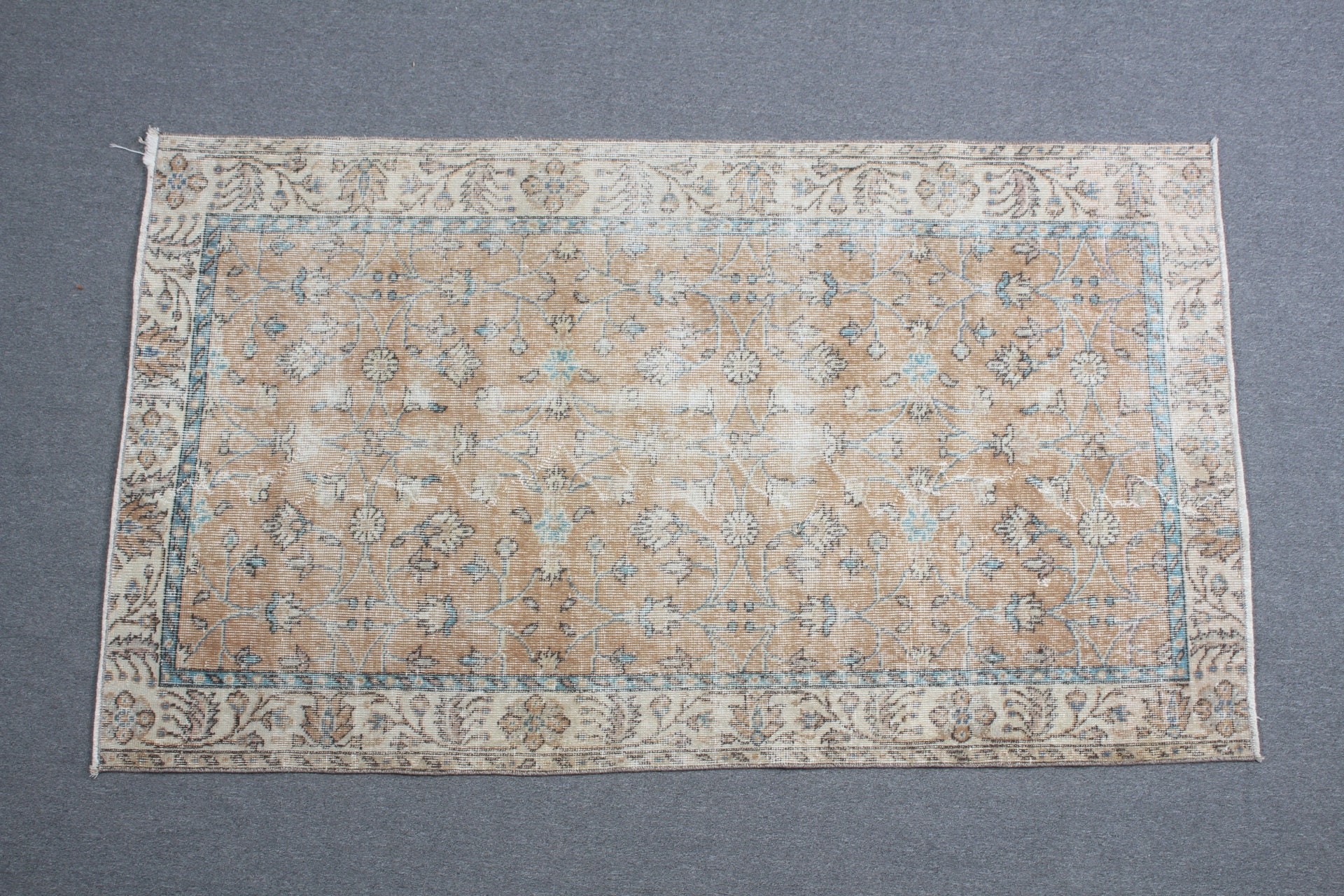 Türk Halıları, 3.8x6.4 ft Alan Halısı, Vintage Halılar, Ev Dekorasyonu Halıları, Oturma Odası Halısı, Yemek Odası Halıları, Kahverengi Antika Halı