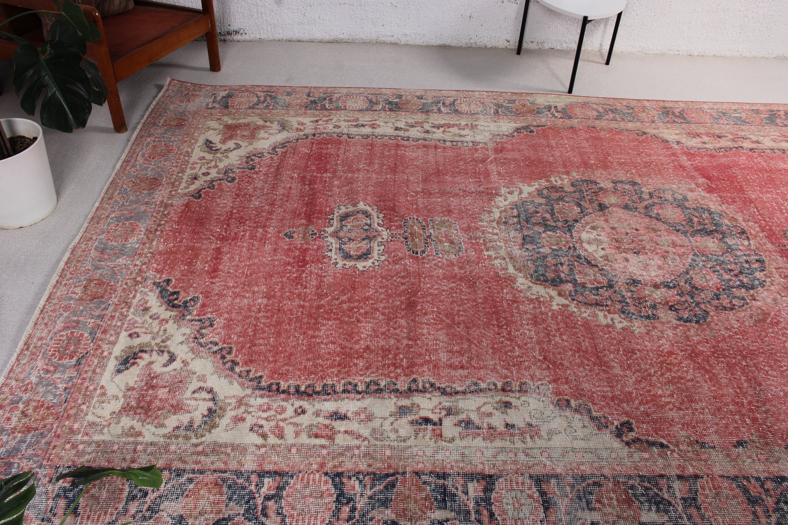 7x11.5 ft Büyük Boy Halı, Fas Halıları, Vintage Halı, Salon Halısı, Boho Halısı, Türk Halısı, Yemek Odası Halısı, Mavi Antika Halı, Salon Halıları