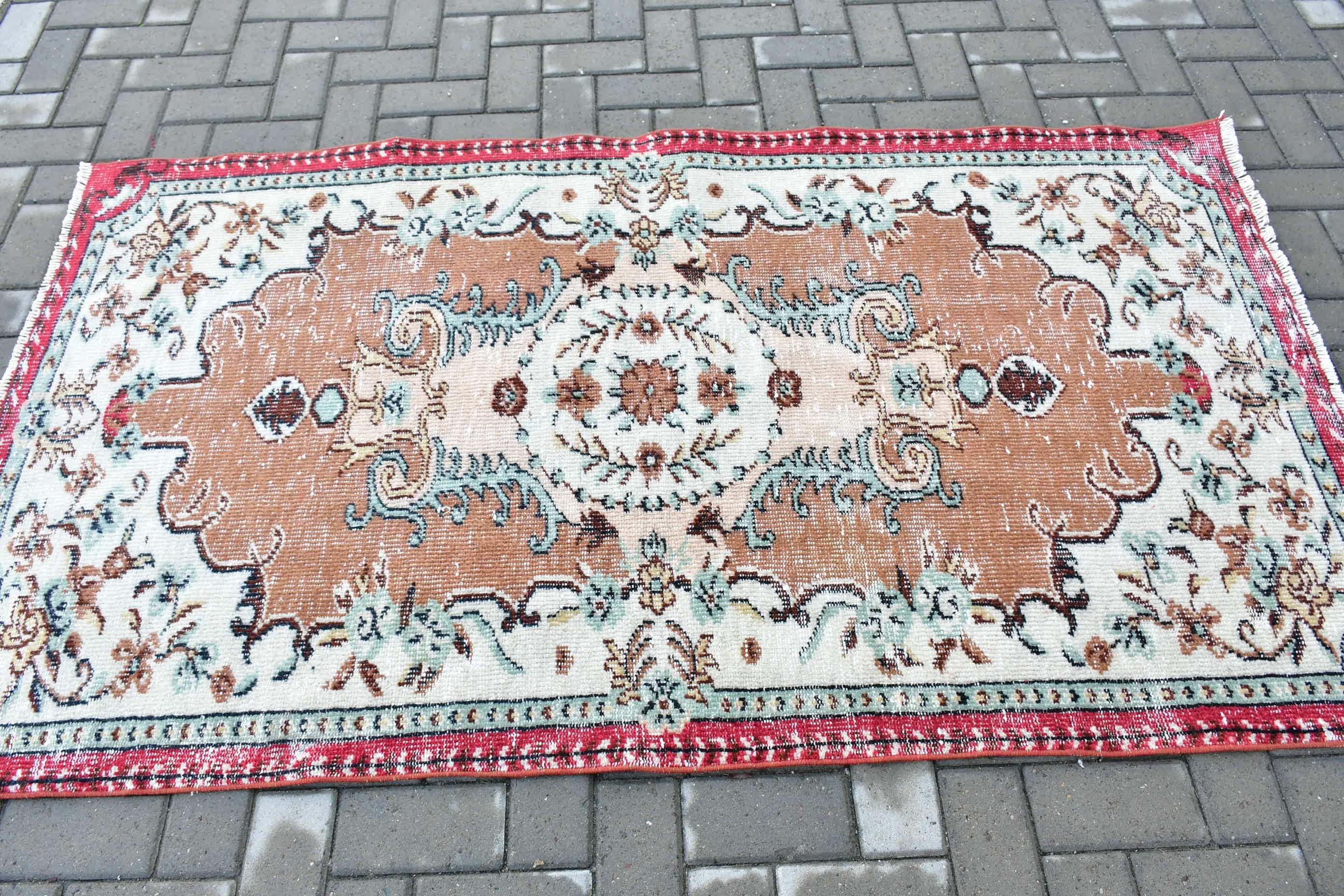 Türk Halısı, İç Mekan Halıları, Fas Halısı, Yatak Odası Halıları, Çocuk Odası Halısı, Soyut Halı, Vintage Halı, Kahverengi 3,7x6,6 ft Alan Halısı