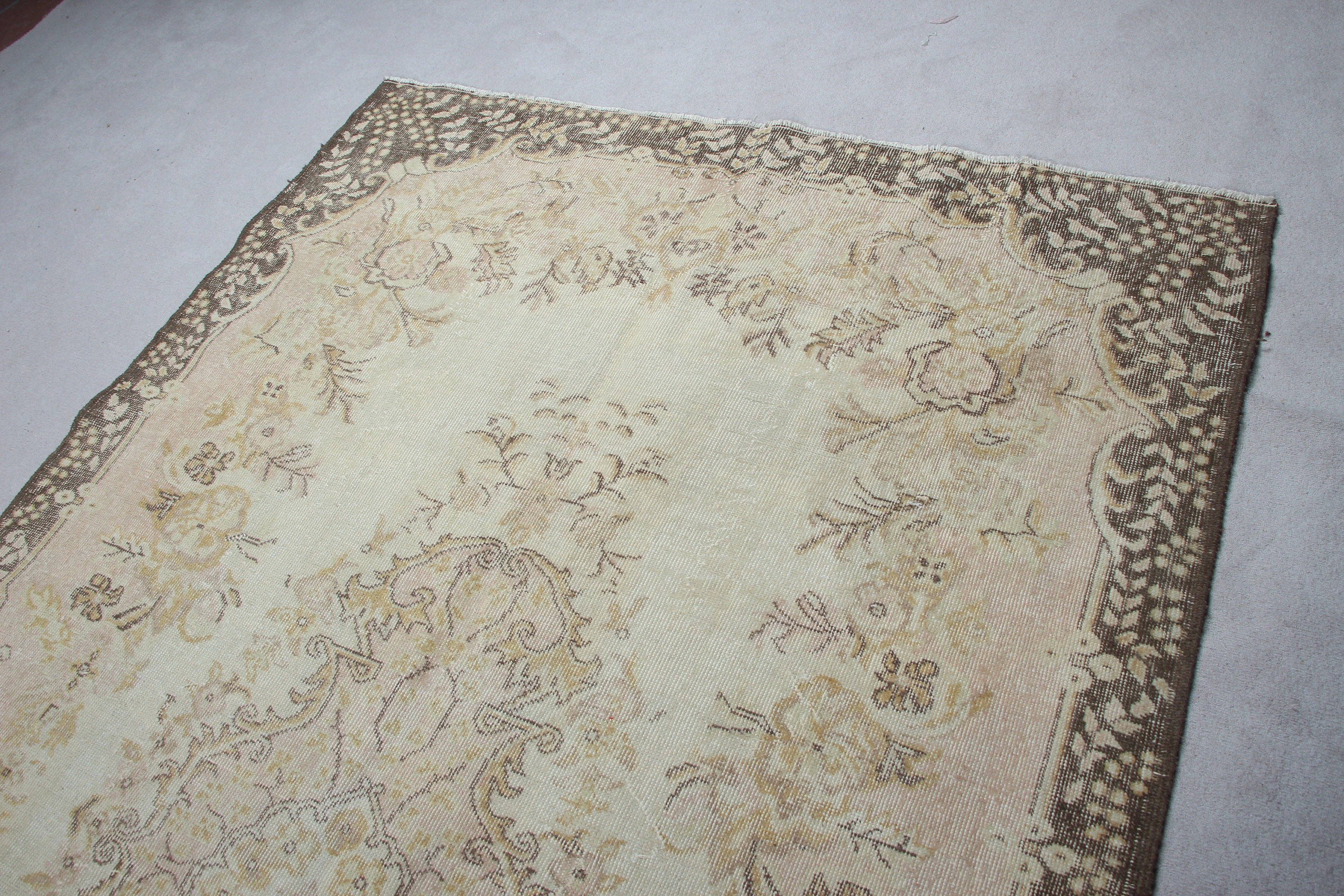 Türk Halısı, Yemek Odası Halıları, Bej Mutfak Halısı, Vintage Halı, Oryantal Halılar, Pastel Halı, Ev Dekor Halısı, 5,6x9,4 ft Büyük Halılar, Salon Halısı