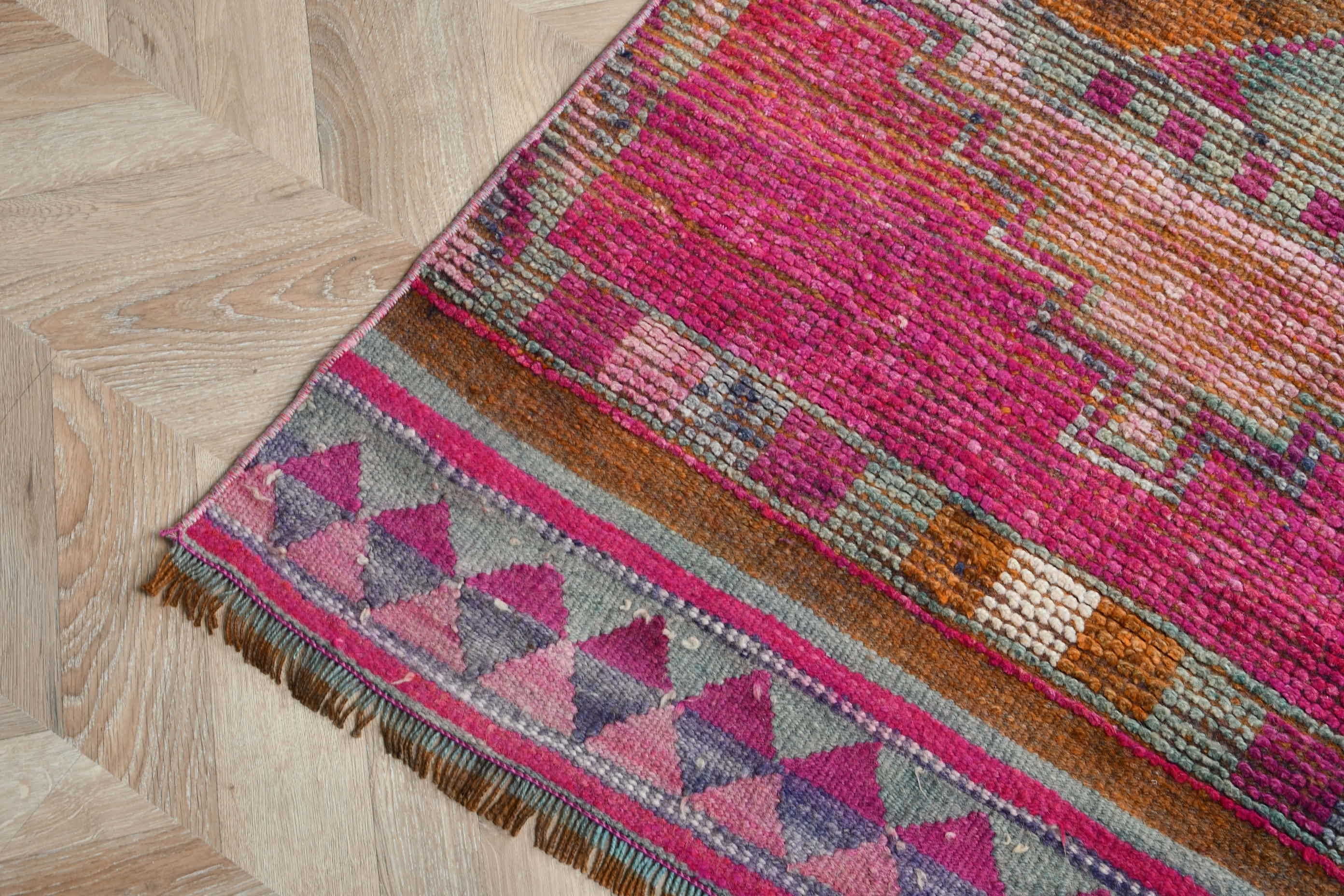 Floor Rug, Rugs for Kitchen, Turkish Rugs, Kitchen Rug, Pink  3x11.8 ft Runner Rug, Hallway Rugs, Vintage Rugs