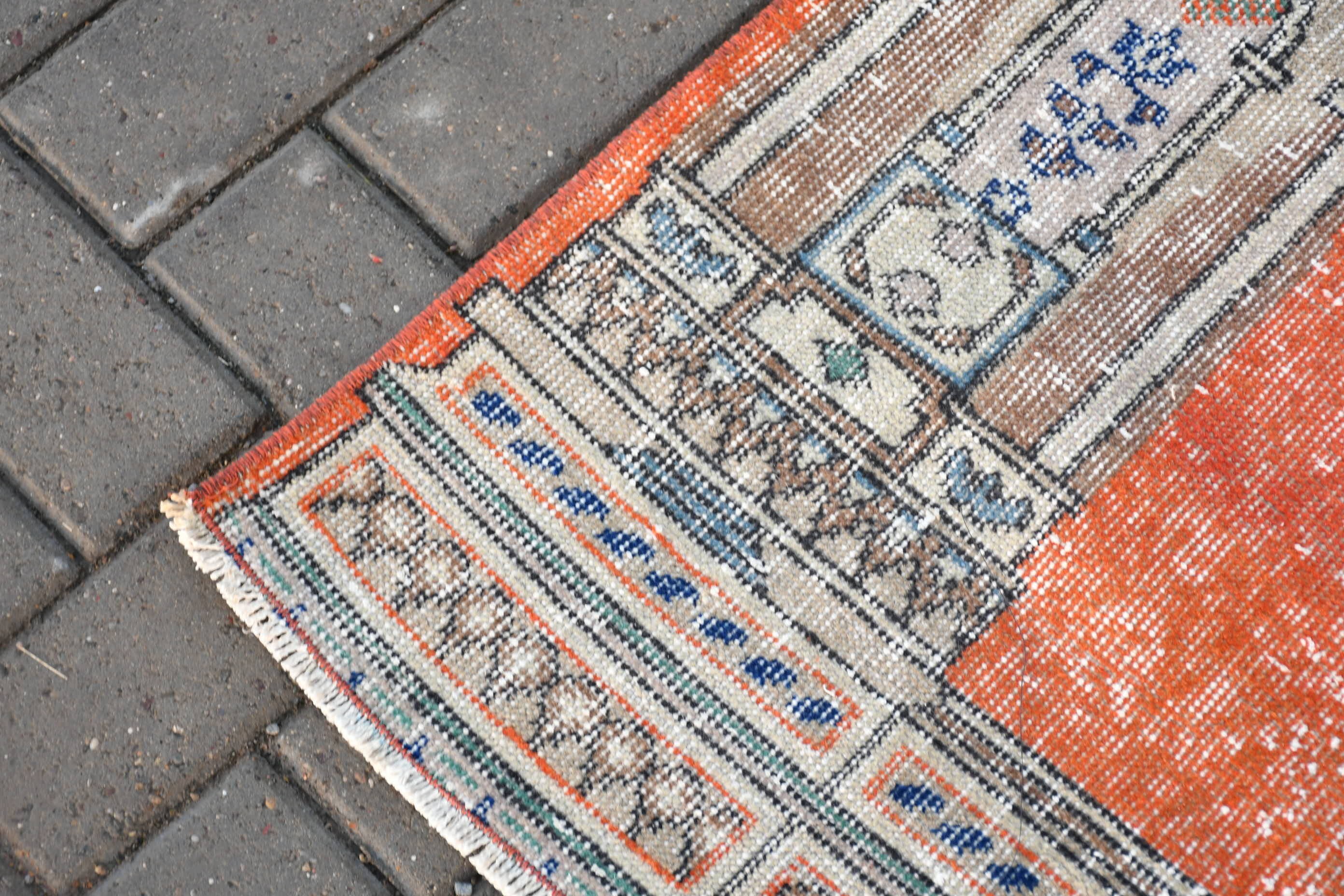 Rugs for Bedroom, 2.6x4 ft Small Rugs, Nursery Rug, Antique Rug, Bathroom Rug, Turkish Rug, Vintage Rug, Orange Bedroom Rug