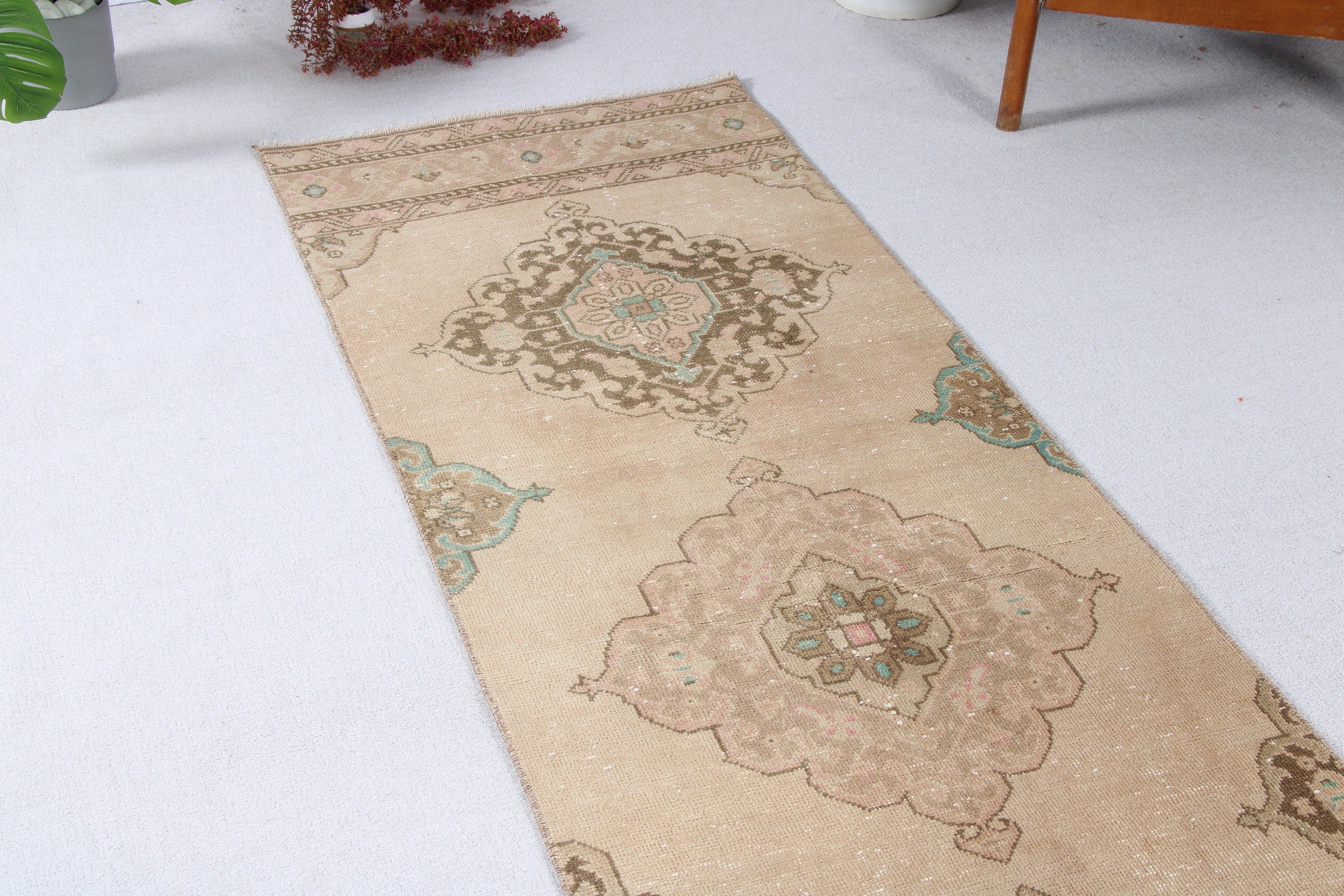 2.6x12.2 ft Runner Halı, Bildiri Halısı, Mutfak Halıları, Türk Halısı, Egzotik Halılar, Vintage Halı, Kahverengi Boho Halı, Düz Dokuma Halı, Koridor Halıları