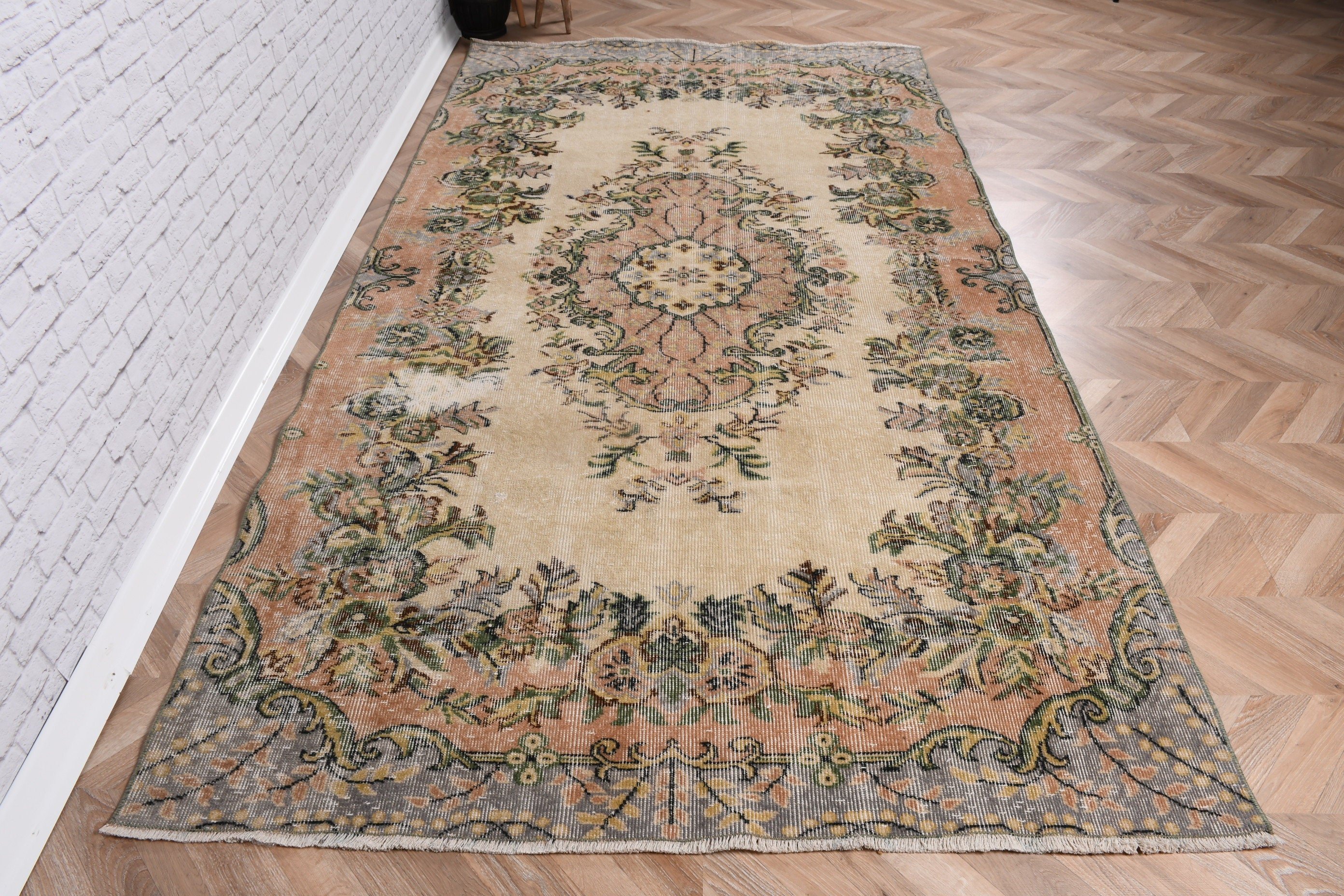 Bedroom Rug, Salon Rugs, Dining Room Rugs, Turkish Rugs, Beige Statement Rug, Artistic Rug, Boho Rugs, Vintage Rugs, 5.1x9.4 ft Large Rugs