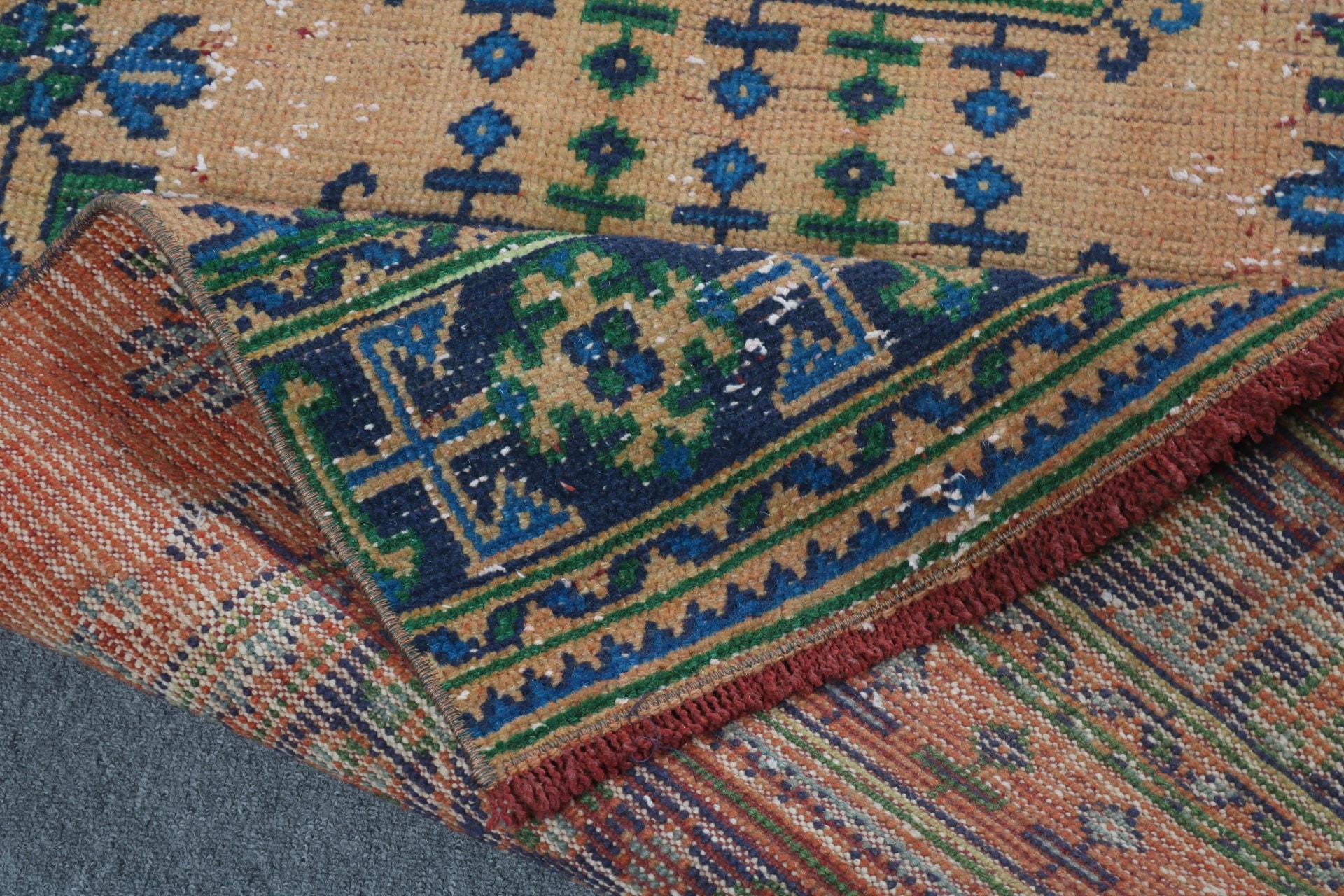 Modern Halı, Anadolu Halıları, 2.7x11.5 ft Yolluk Halıları, Koridor Halıları, Vintage Yolluk Halıları, Vintage Halı, Turuncu El Dokuma Halı, Türk Halıları