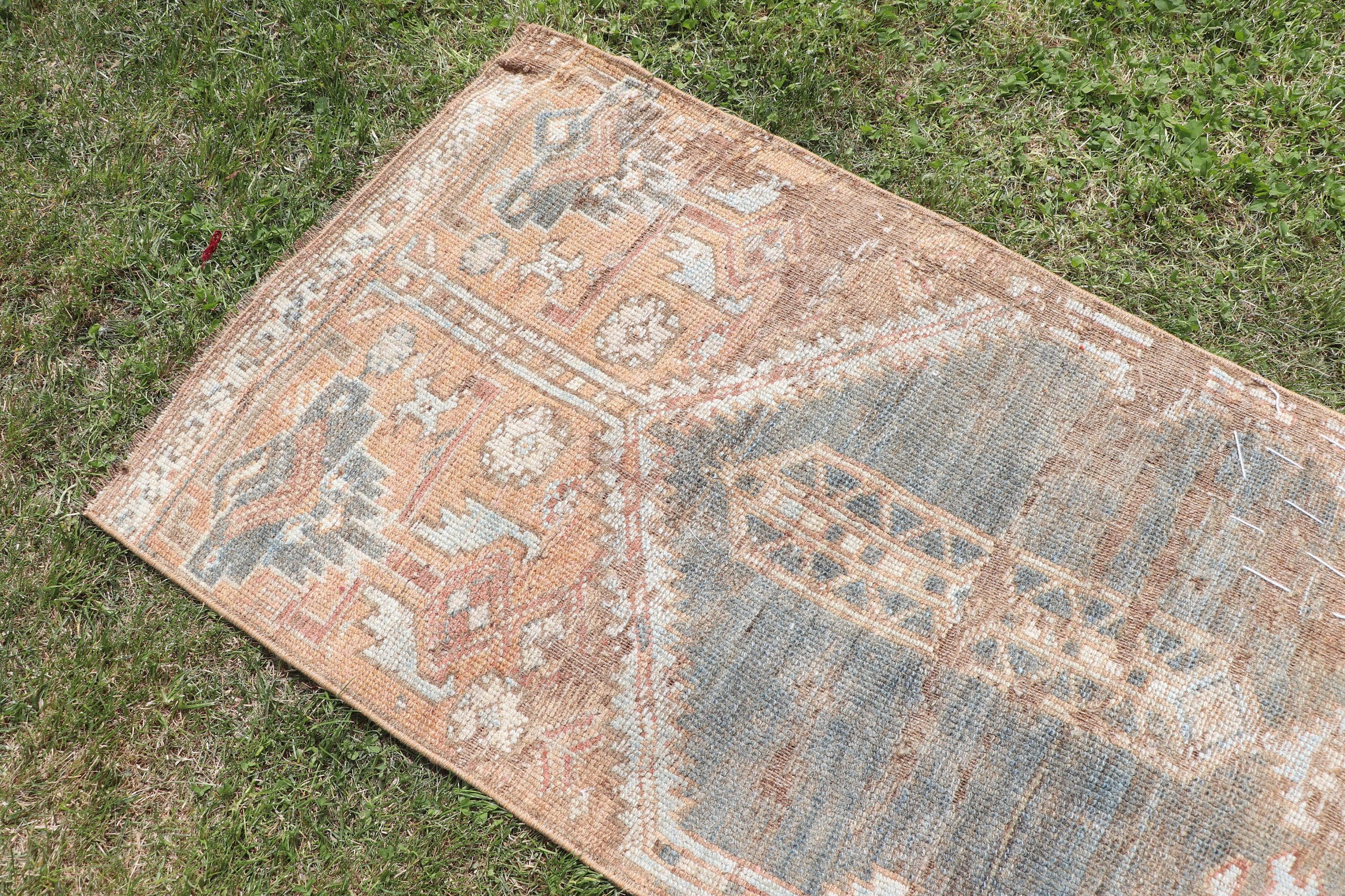 1.9x13.3 ft Runner Halı, Türk Halısı, Kahverengi Fas Halısı, Vintage Runner Halısı, Nötr Halılar, Vintage Halılar, Yün Halı, Mutfak Halıları, Modern Halı