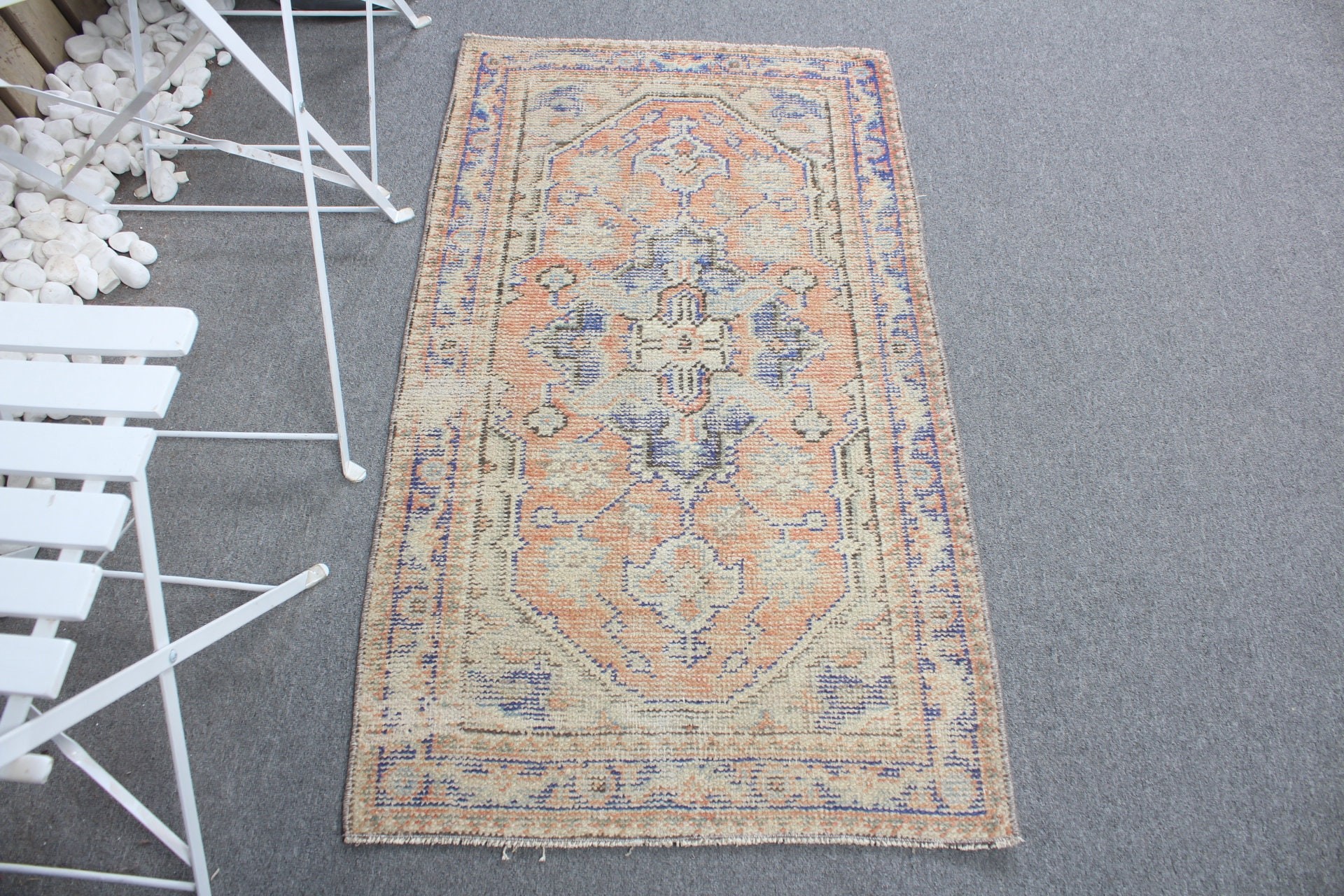 Banyo Halısı, Turuncu Soğuk Halı, Vintage Halı, 2,4x4,1 ft Küçük Halılar, Yün Halılar, Araba Paspas Halısı, Mutfak Halısı, Türk Halıları, Banyo Halıları