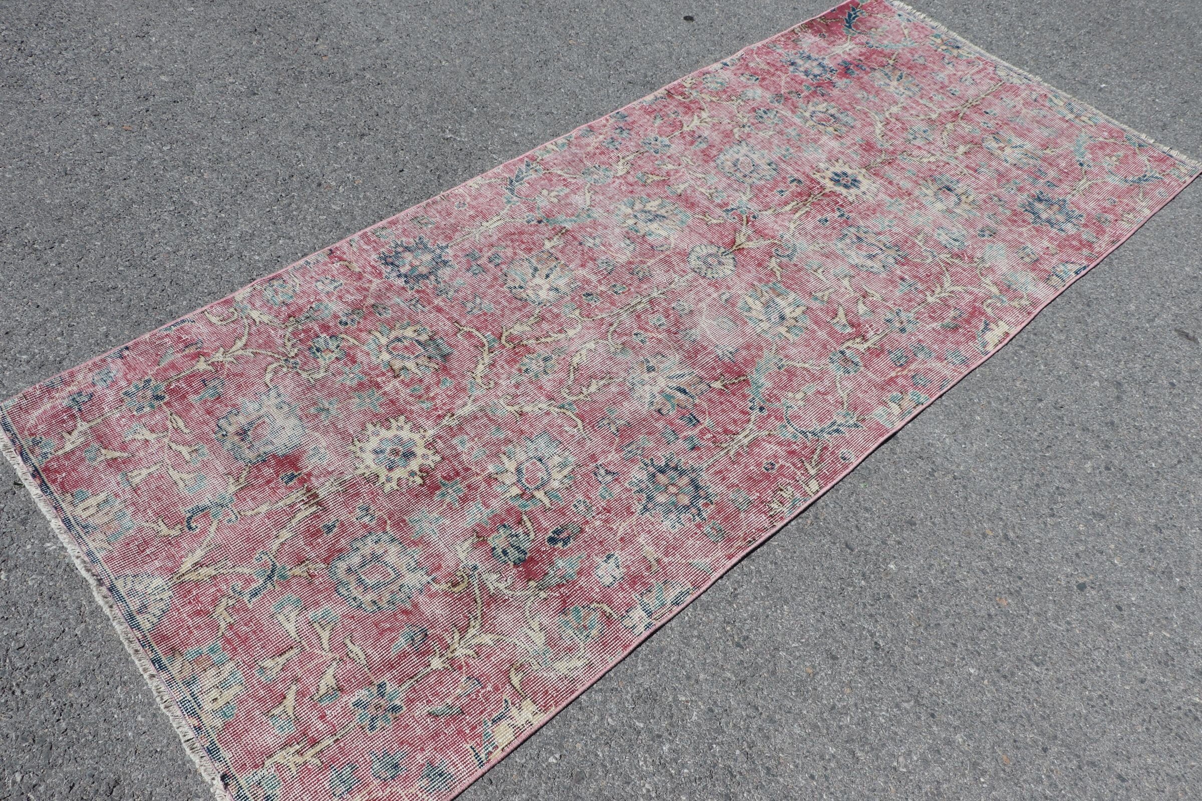 Vintage Rug, Dining Room Rugs, Wool Rug, Rugs for Indoor, Indoor Rug, Red Oushak Rugs, Turkish Rug, 3.2x7.7 ft Area Rug, Cool Rugs, Art Rug