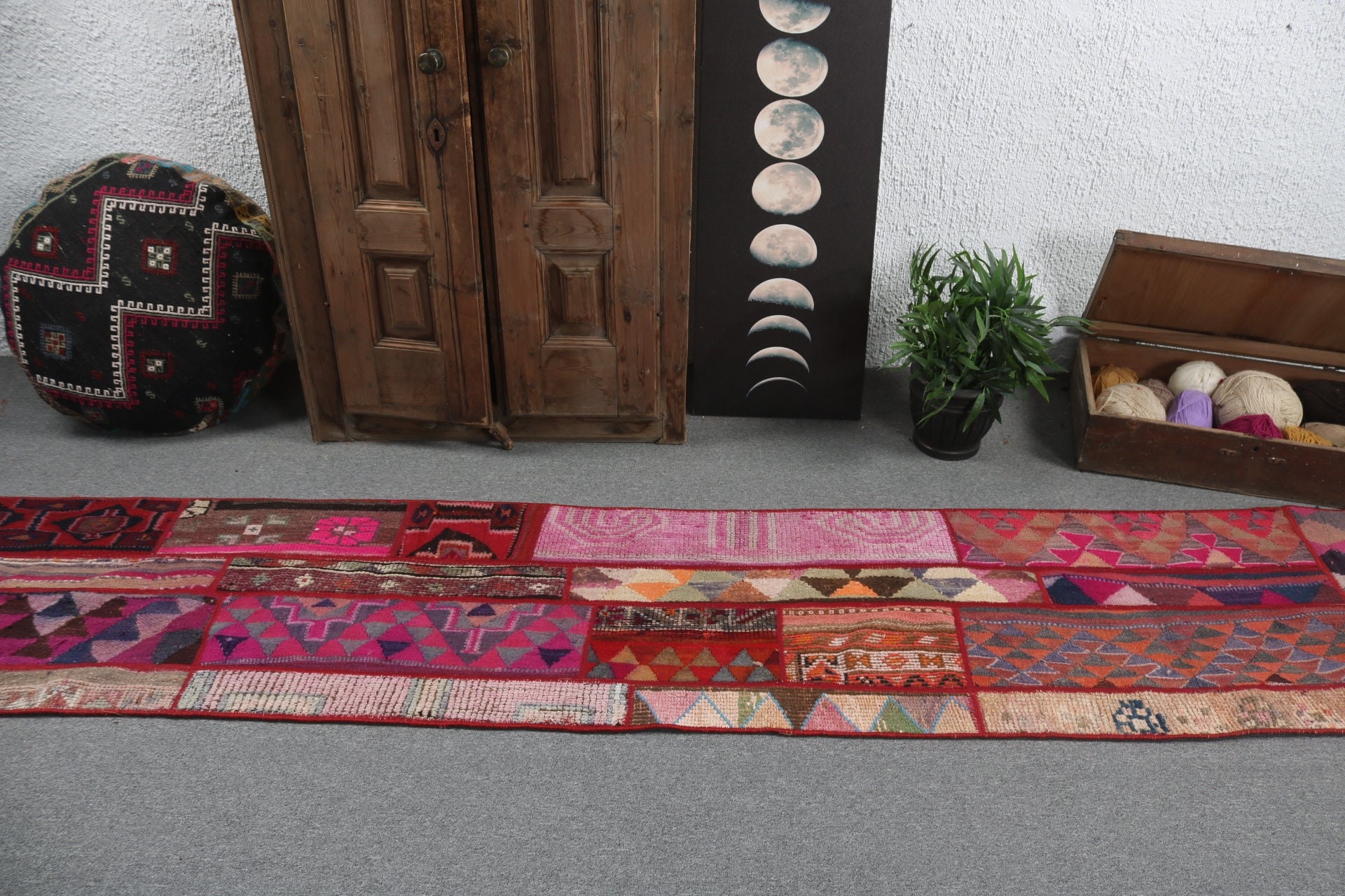 2x10.3 ft Runner Halı, Pembe Mutfak Halısı, Koridor Halıları, Antika Halılar, Yün Runner Halı Halıları, Vintage Halılar, Türk Halıları, Nötr Halılar