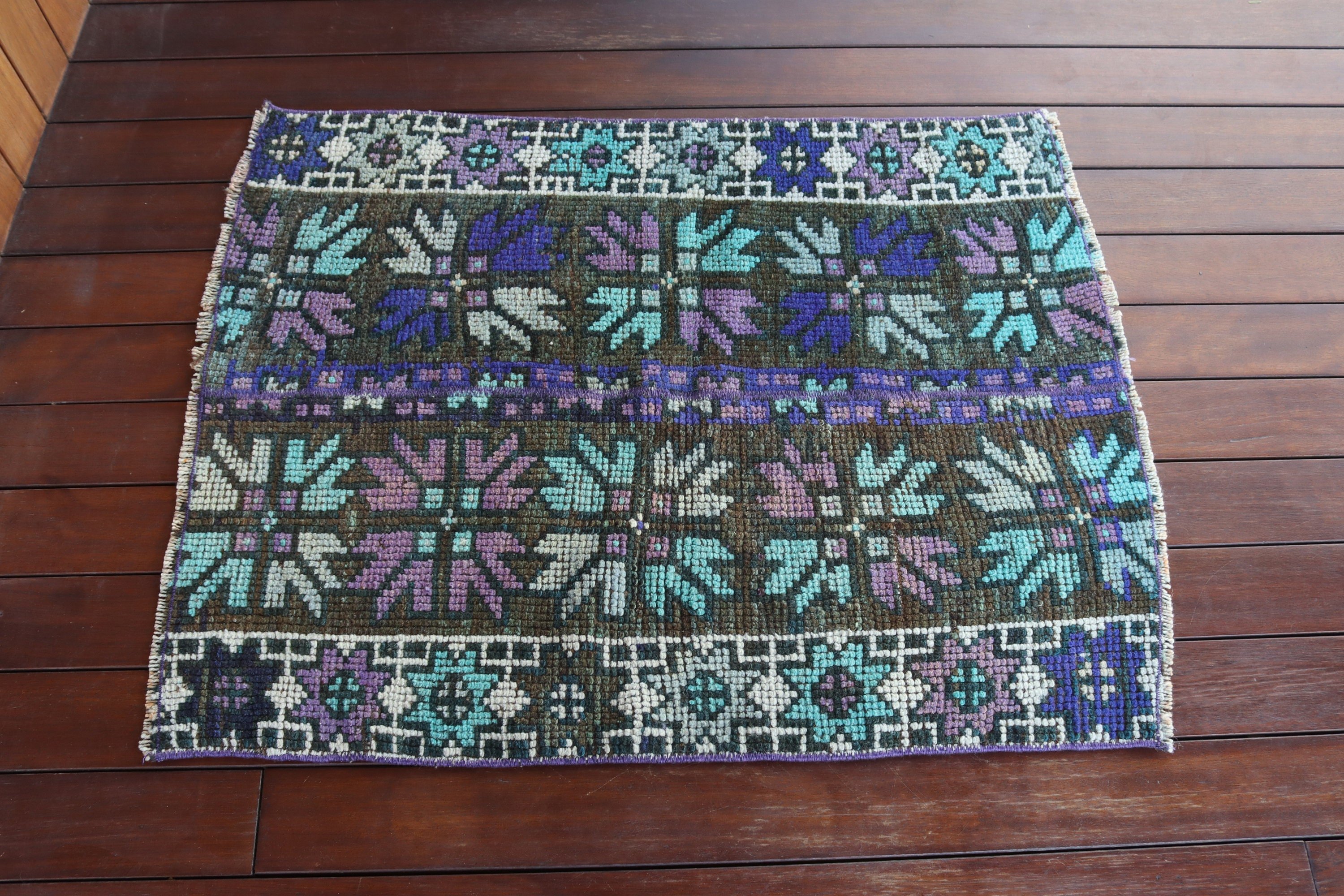 Mavi Ev Dekor Halıları, Çocuk Halıları, Vintage Halı, Duvara Asılı Halılar, Geometrik Halı, Türk Halıları, Anadolu Halısı, 2.3x3 ft Küçük Halılar