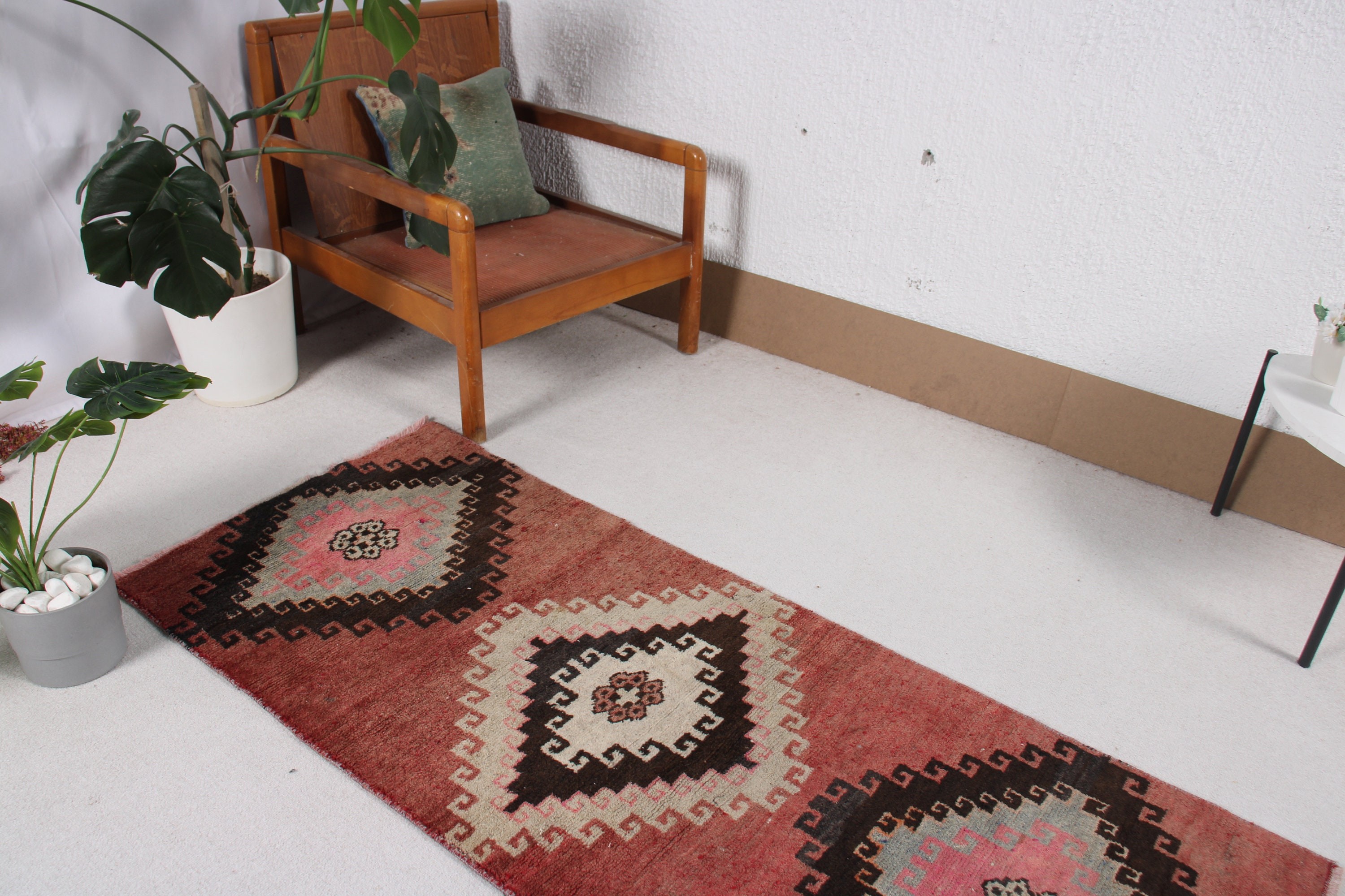 2.3x5.7 ft Small Rug, Nursery Rug, Vintage Rug, Moroccan Rug, Antique Rug, Entry Rug, Turkish Rugs, Red Bedroom Rug, Rugs for Entry