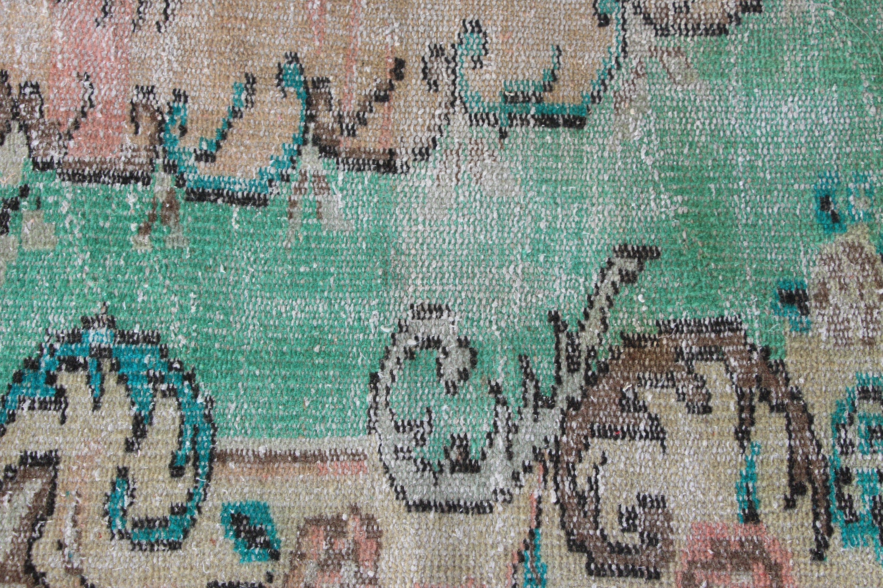 Turkish Rug, Rugs for Bedroom, Oushak Rug, 1.6x3.1 ft Small Rugs, Green Floor Rug, Wall Hanging Rugs, Bath Rug, Vintage Rug, Antique Rug