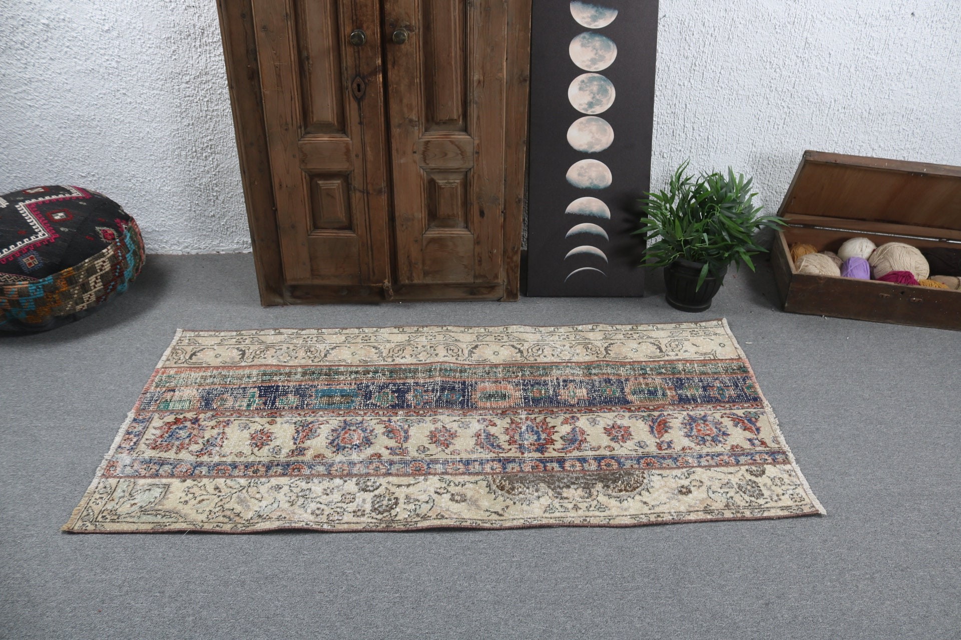 Oryantal Halılar, Bej Antika Halı, Vintage Halılar, Boho Halı, Türk Halıları, 2,8x5,7 ft Vurgulu Halı, Mutfak Halısı, Vintage Vurgulu Halılar, Harika Halılar