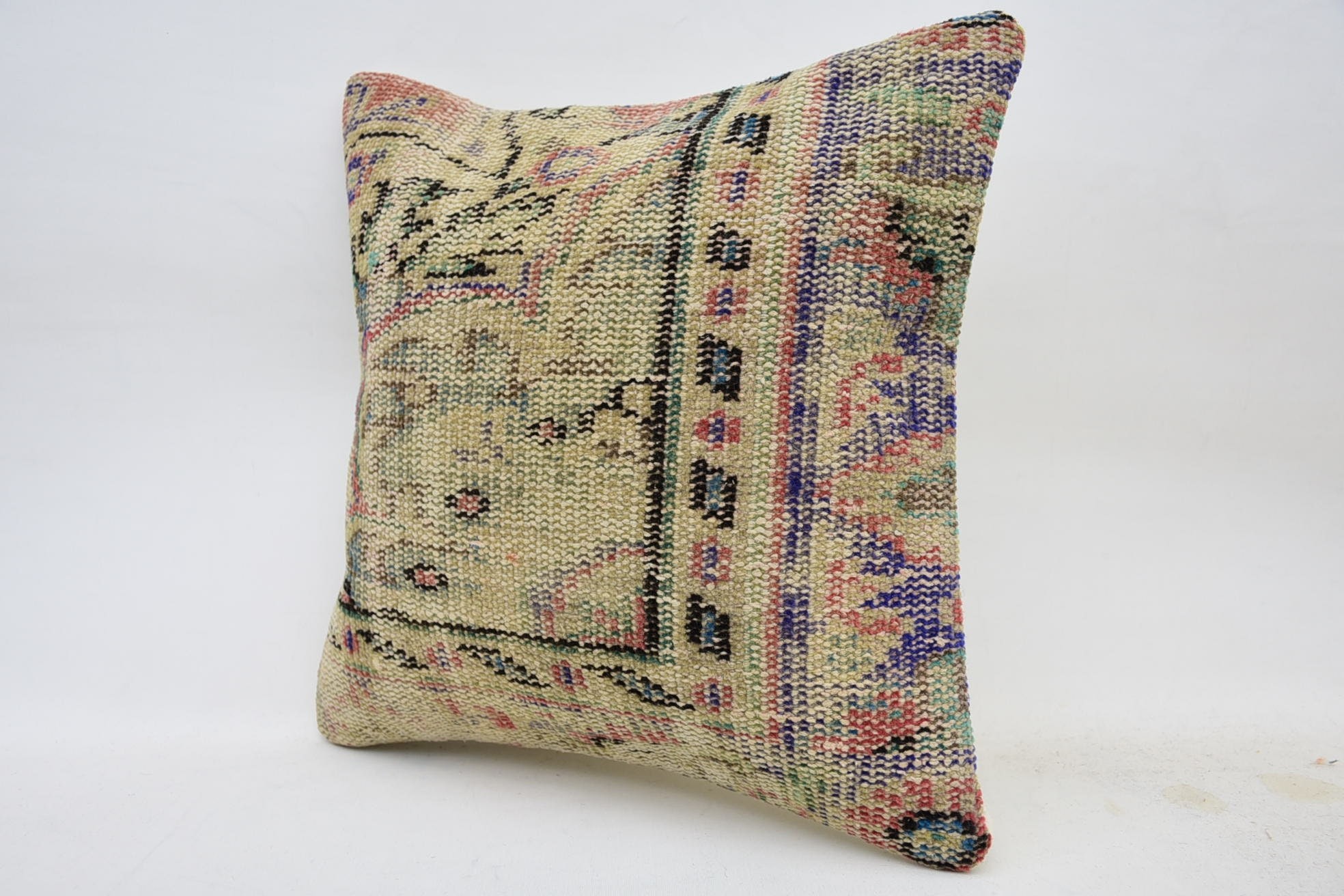 Kilim Pillow, Handmade Kilim Cushion, Pillow for Sofa, 18"x18" Beige Cushion Cover, Traditional Pillow Cover, Chair Pillow Sham