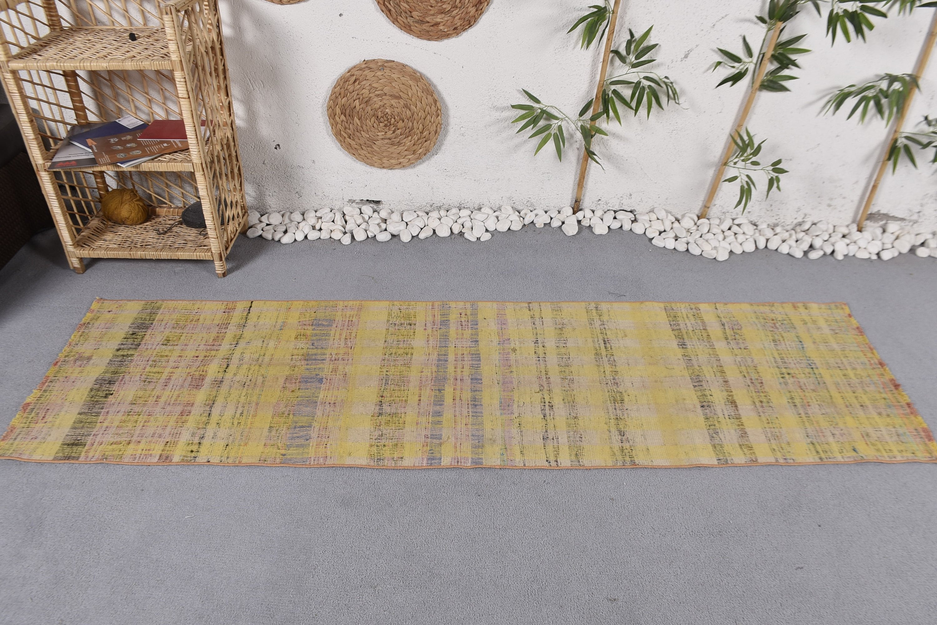 Türk Halıları, 2.1x7.2 ft Runner Halısı, Oryantal Halılar, Beni Ourain Runner Halıları, Koridor Halısı, Vintage Halılar, Yeşil Oryantal Halılar