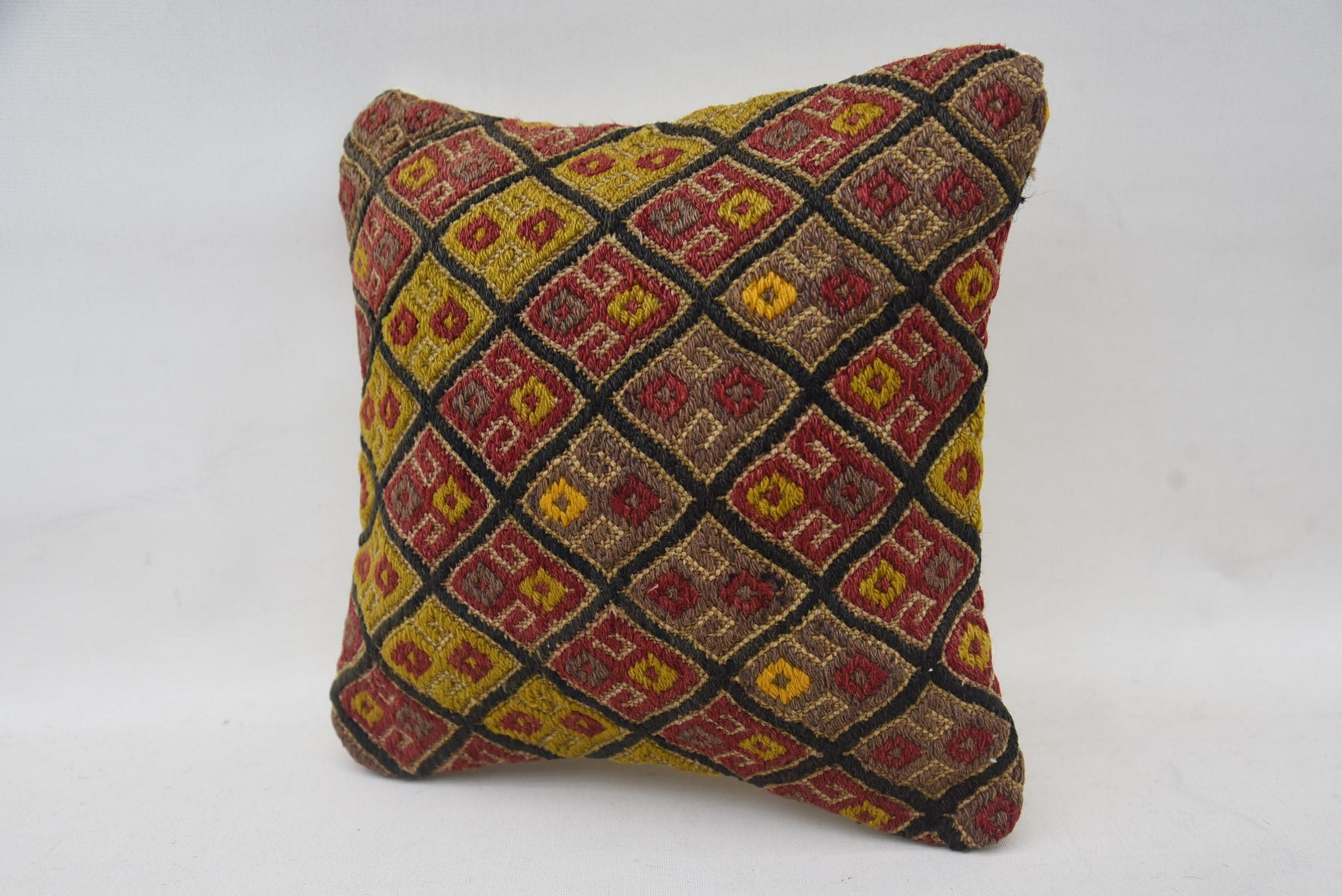 Vintage Kilim Throw Pillow, Kilim Pillow, Interior Designer Pillow, Handwoven Pillow Cover Pillow Case, 12"x12" Red Pillow Sham