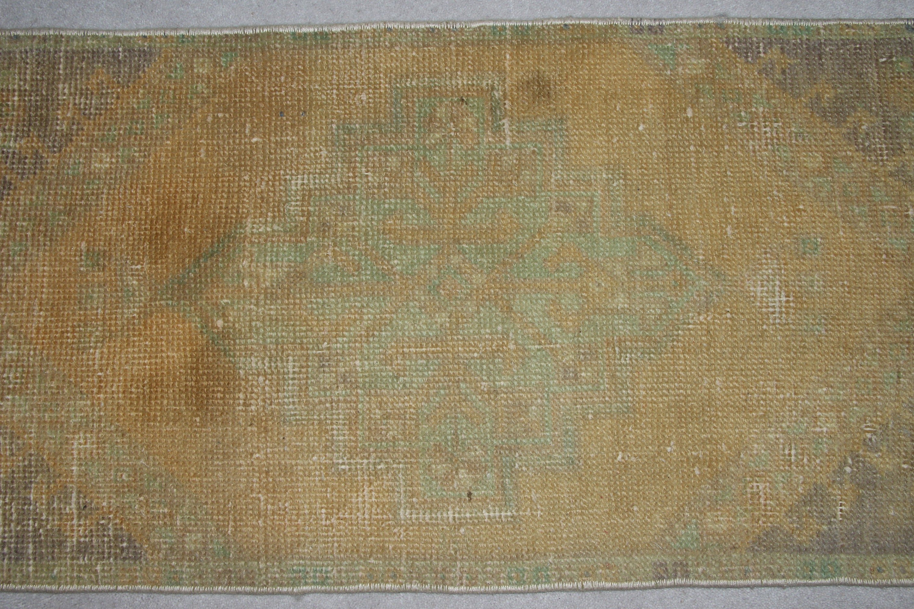 Türk Halısı, Sarı Oushak Halısı, Vintage Halı, Giriş Halısı, 1.4x3 ft Küçük Halı, Mutfak Halıları, Yer Halıları, Duvara Asılı Halılar