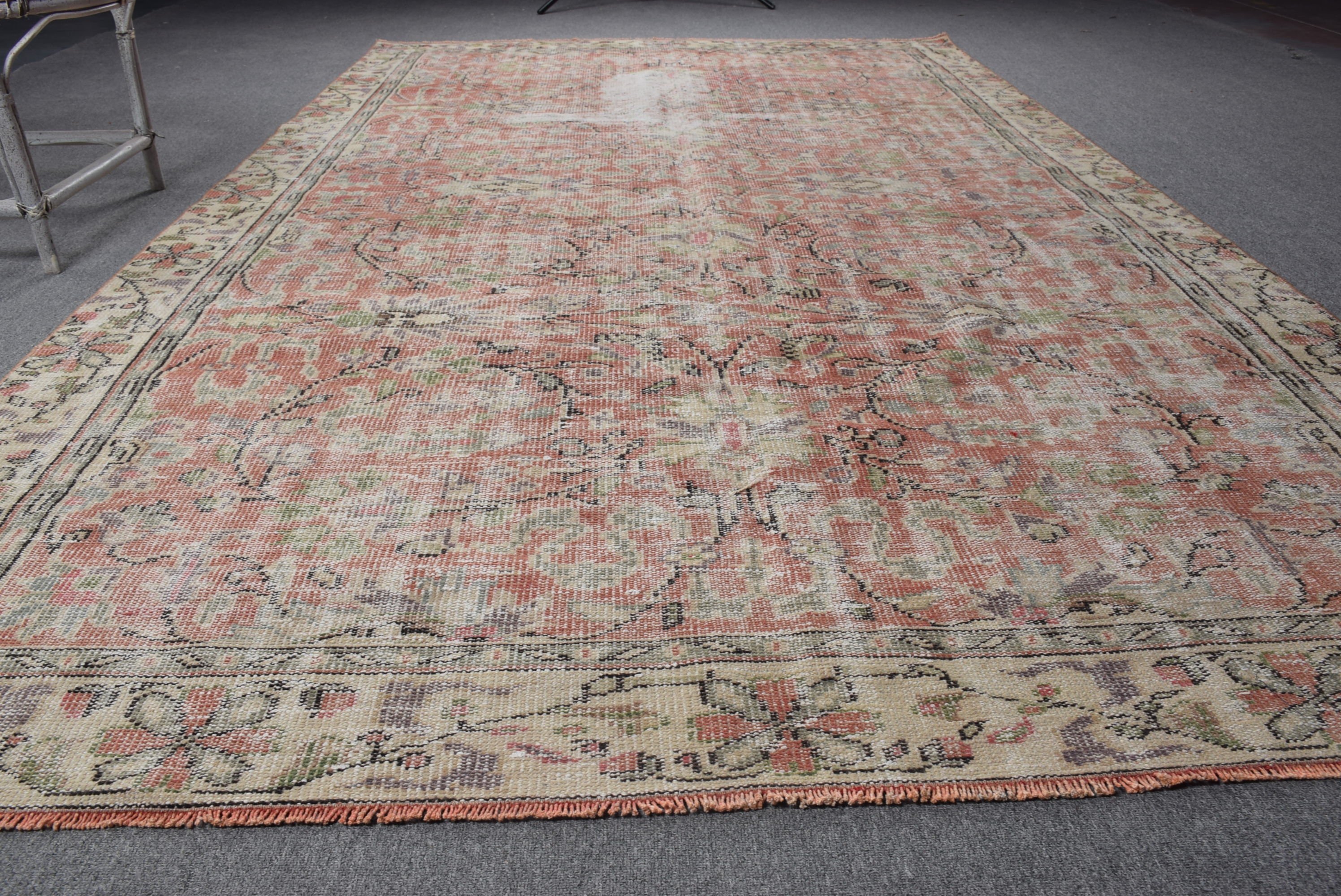 Vintage Halı, Yatak Odası Halısı, Oturma Odası Halıları, Kırmızı 6.3x10.2 ft Büyük Halı, Türk Halıları, Salon Halıları, Havalı Halı