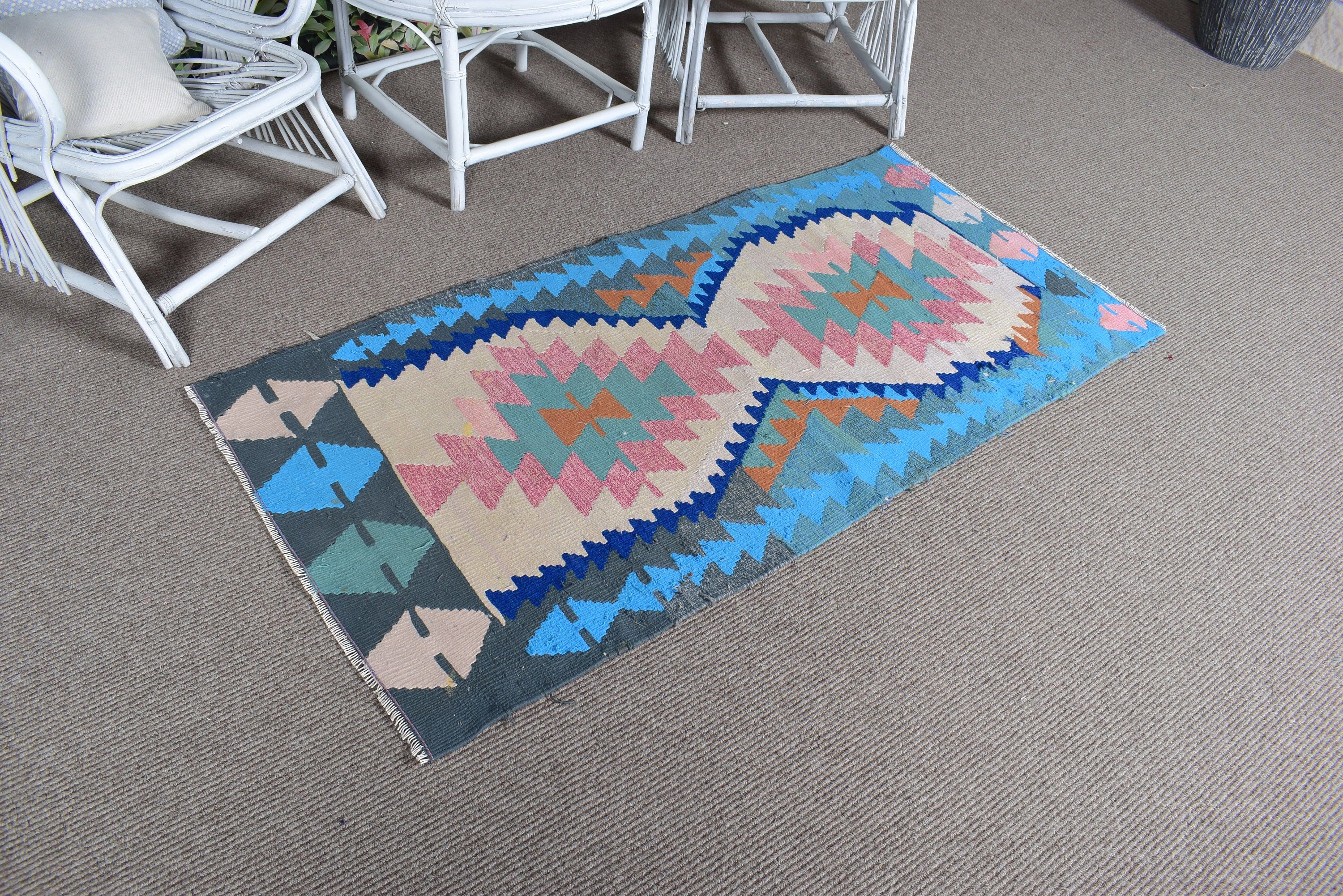 Kitchen Rugs, Door Mat Rug, Boho Rug, Bath Rugs, Modern Rug, Turkish Rug, 2.7x5.3 ft Small Rug, Gray Cool Rug, Rugs for Bath, Vintage Rugs